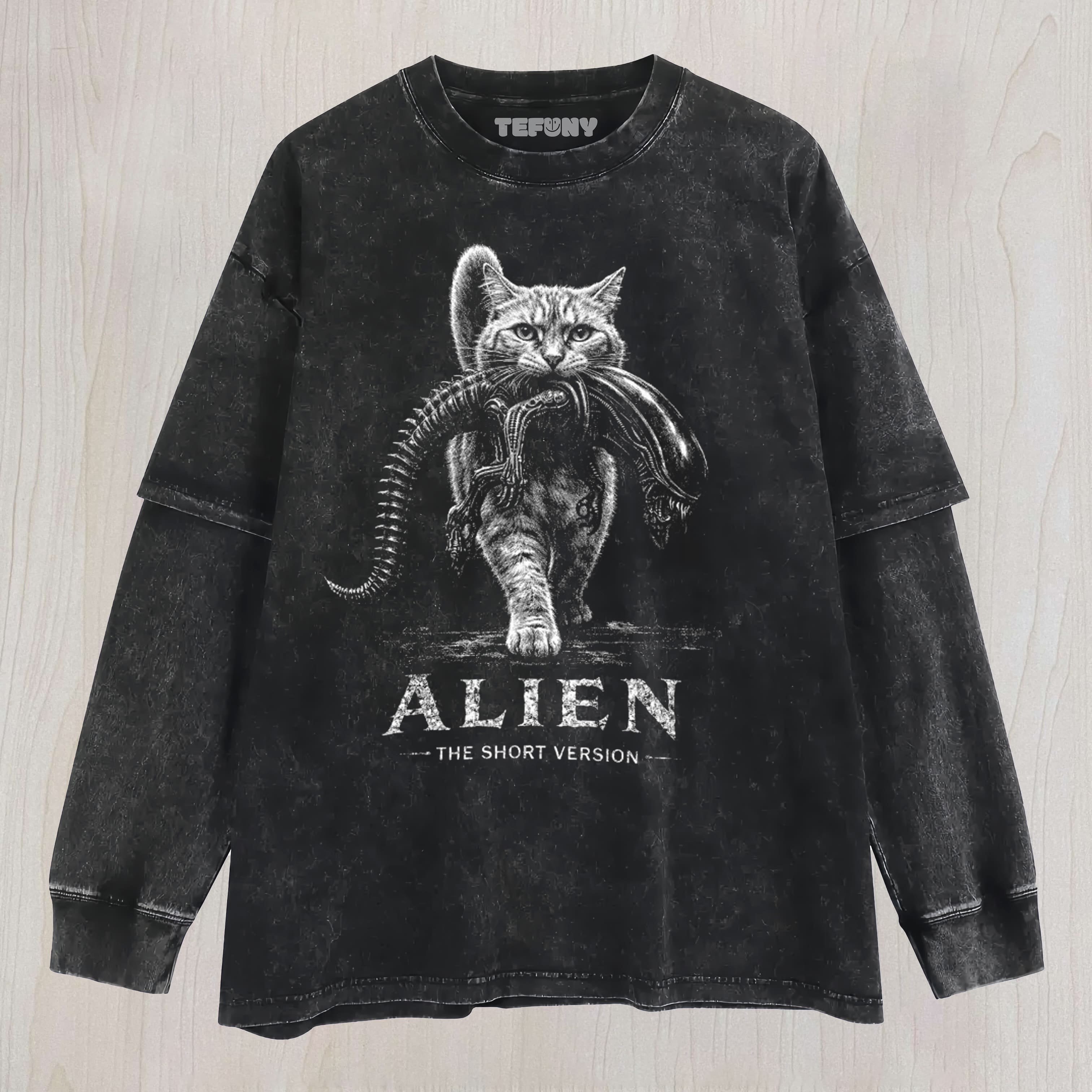 ALIEN THE SHORT VERSION CAT UNISEX TEE, TANK TOP, LAYERED LS, SWEATSHIRT & HOODIE