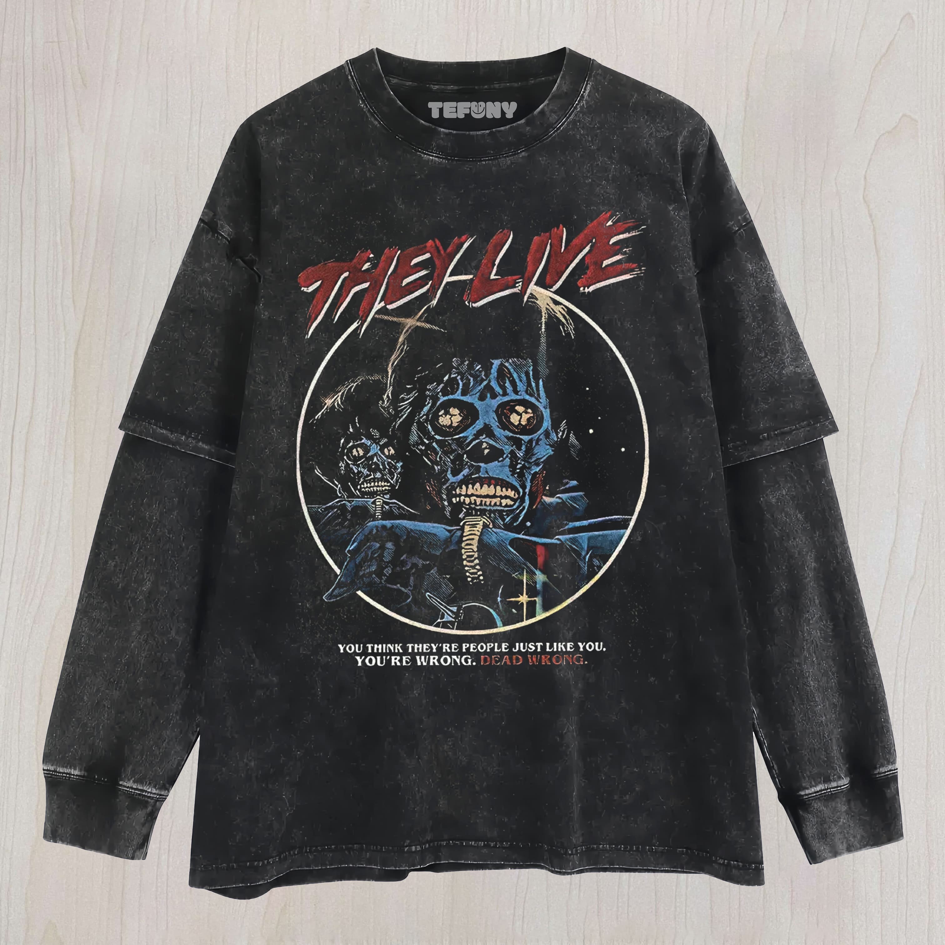 ALIEN HORROR PORTRAIT GRAPHIC VINTAGE WASHED UNISEX TEE, TANK TOP, LAYERED LS, SWEATSHIRT & HOODIE