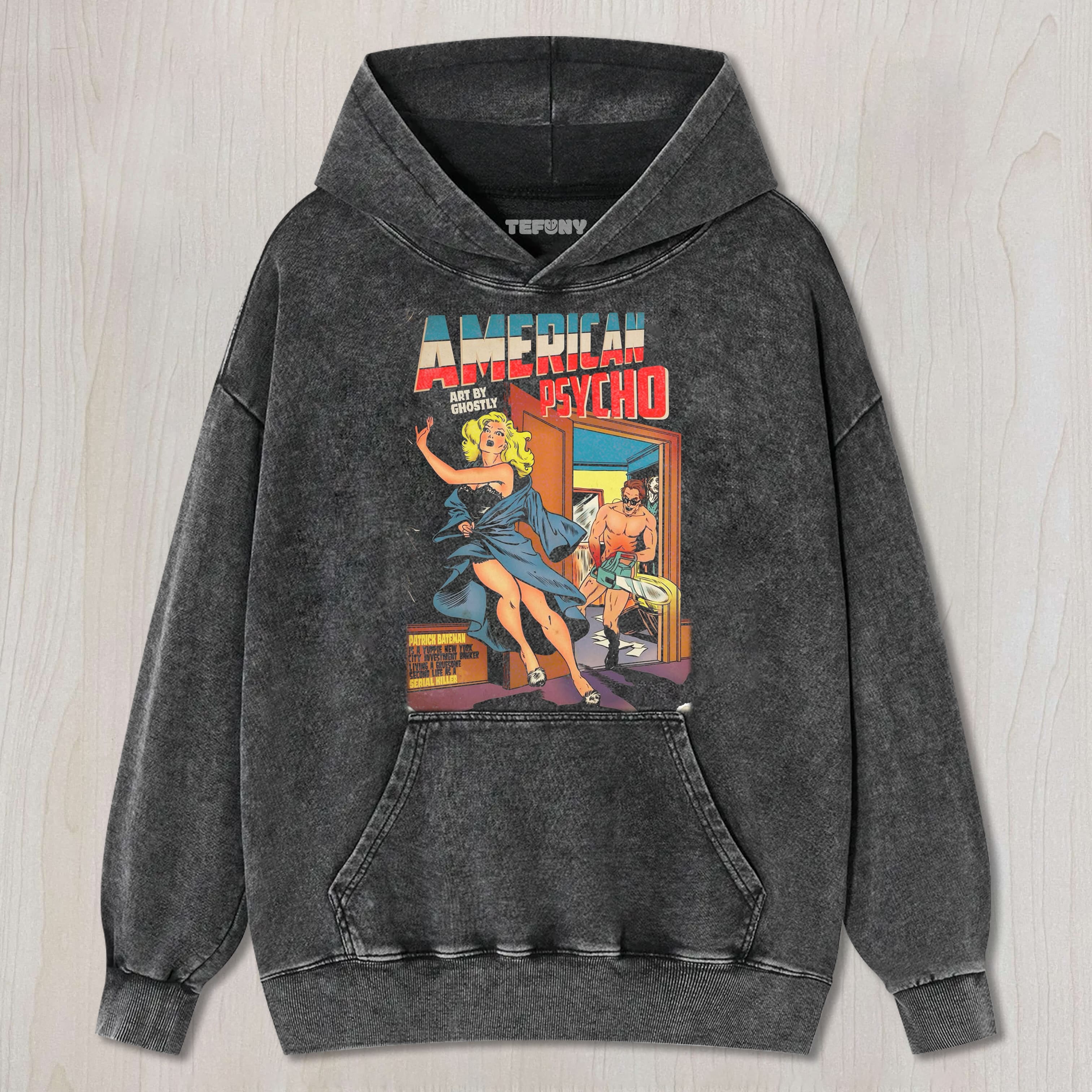 AMERICAN PSYCHO COMICS UNISEX TEE, TANK TOP, LAYERED LS, SWEATSHIRT & HOODIE