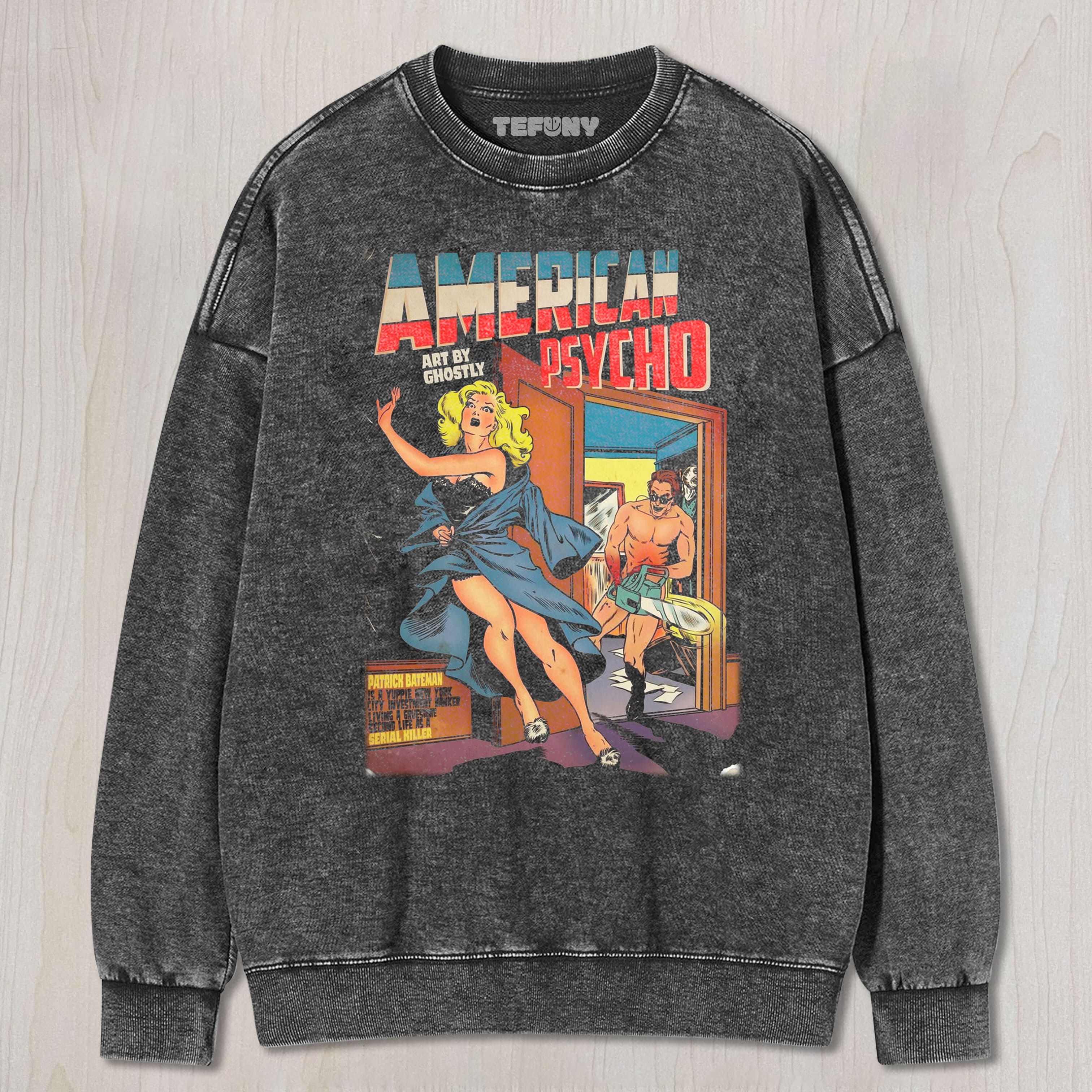 AMERICAN PSYCHO COMICS UNISEX TEE, TANK TOP, LAYERED LS, SWEATSHIRT & HOODIE