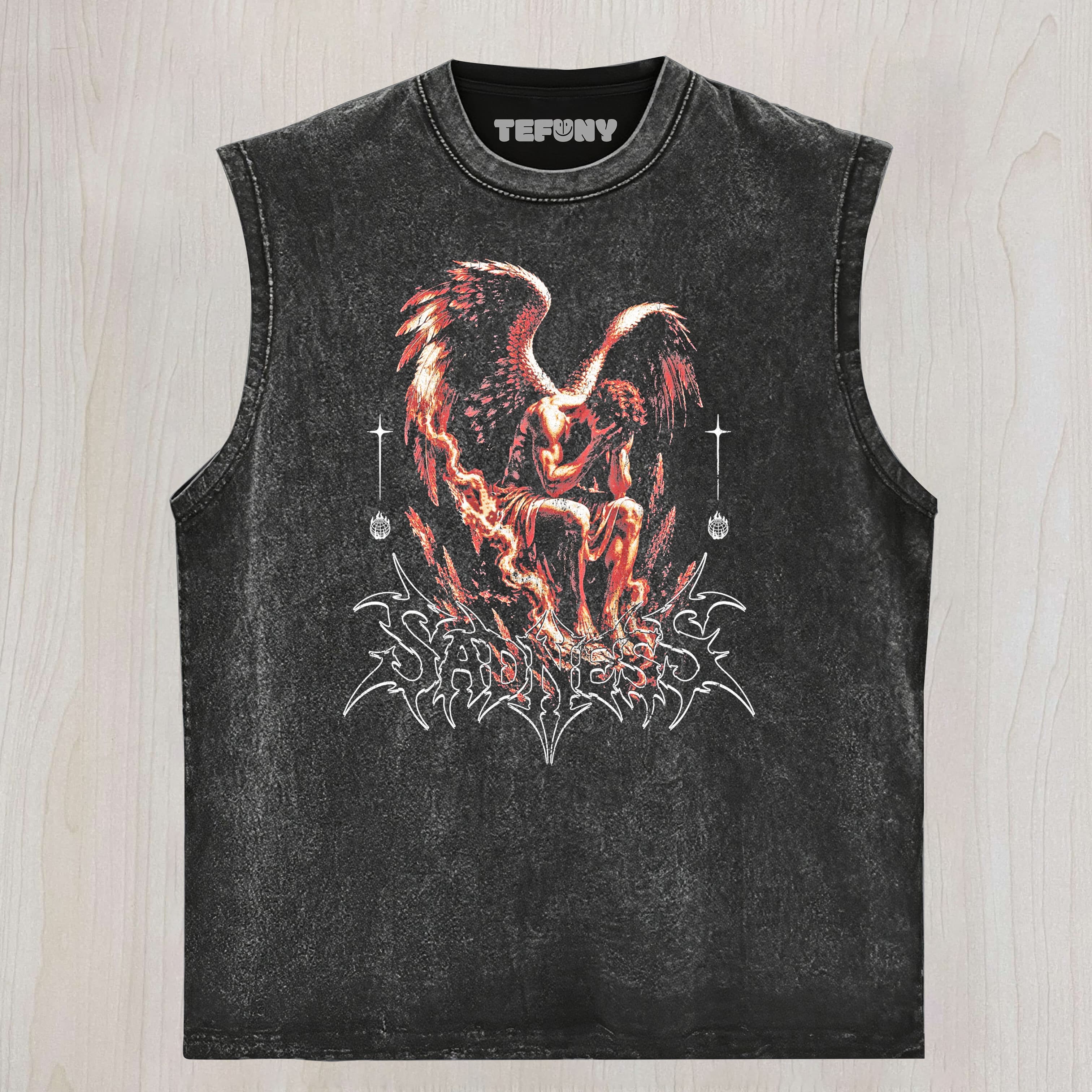ANGEL COVERS HER FACE UNISEX TEE, TANK TOP, LAYERED LS, SWEATSHIRT & HOODIE