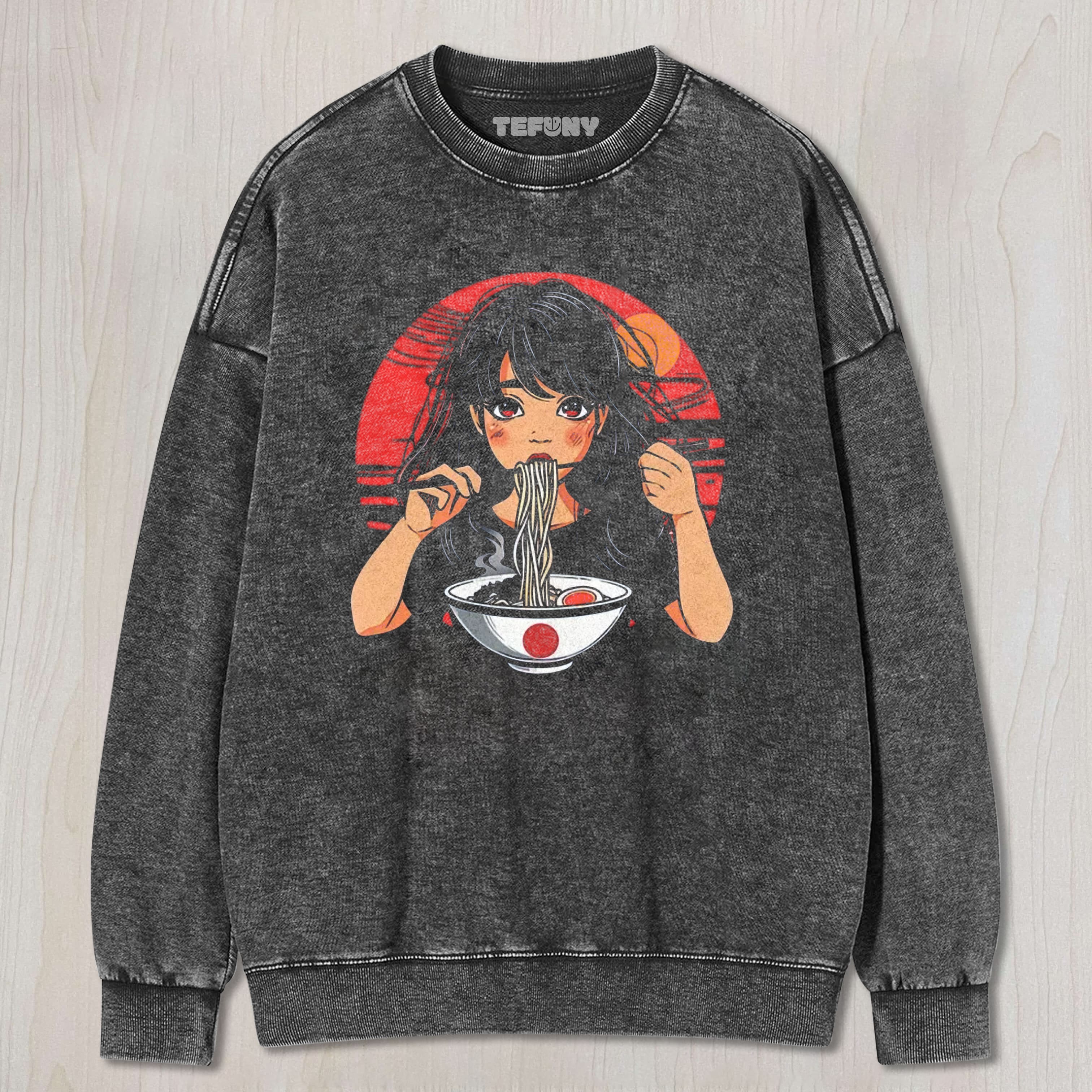 ANIME RAMEN GIRL RETRO JAPANESE WASHED TEE & SWEAT & HOOD