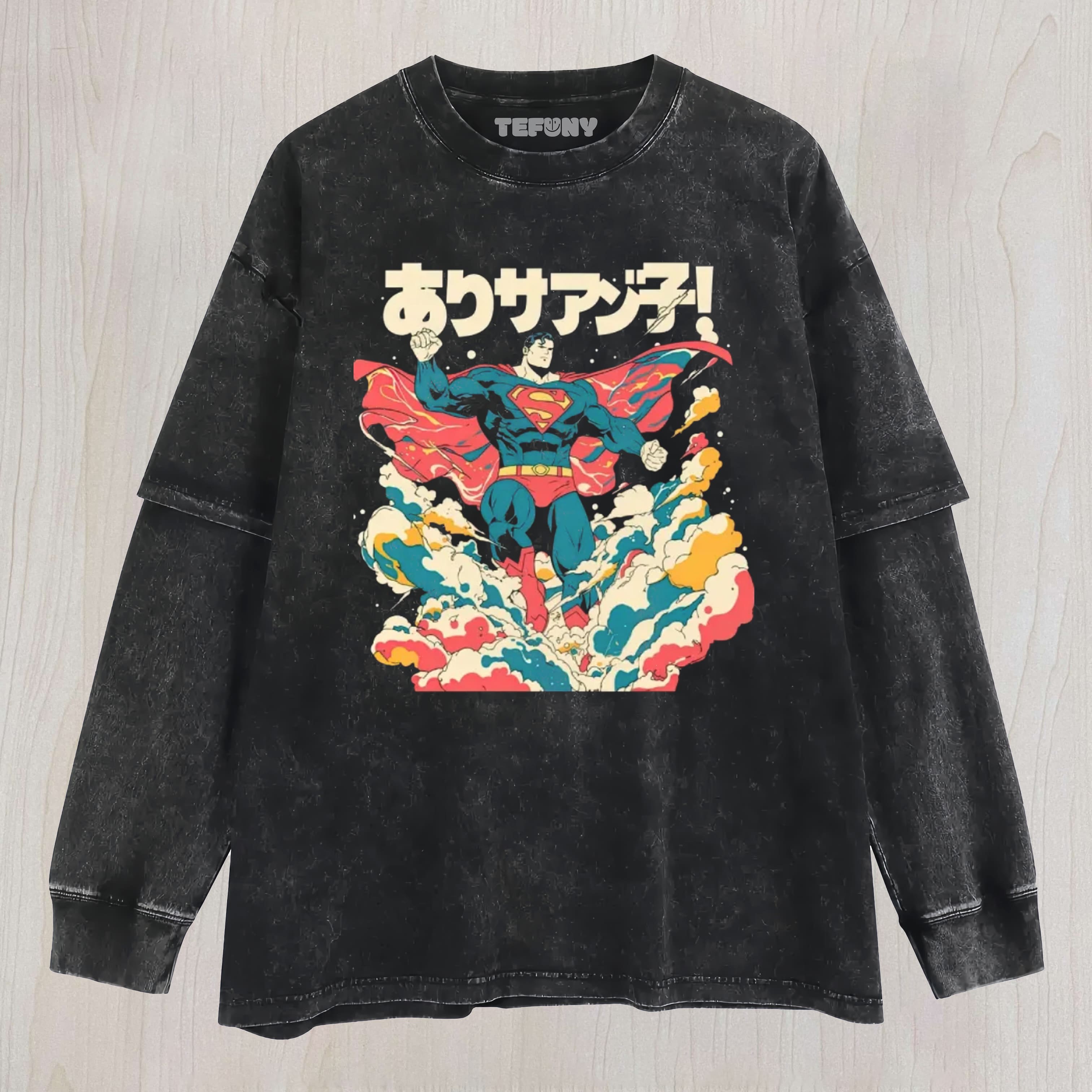 ARIGATOU ANIKI! JAPANESE STYLE SUPERMAN COTTON LAYERED LONG SLEEVE