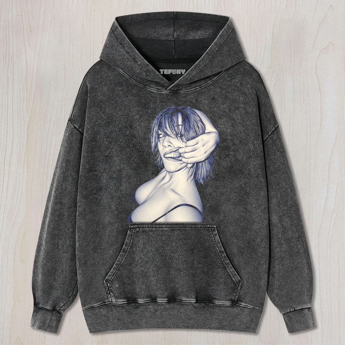 A SEXY GIRL PULLING AT HER LIPS UNISEX TEE, TANK TOP, LAYERED LS, SWEATSHIRT & HOODIE