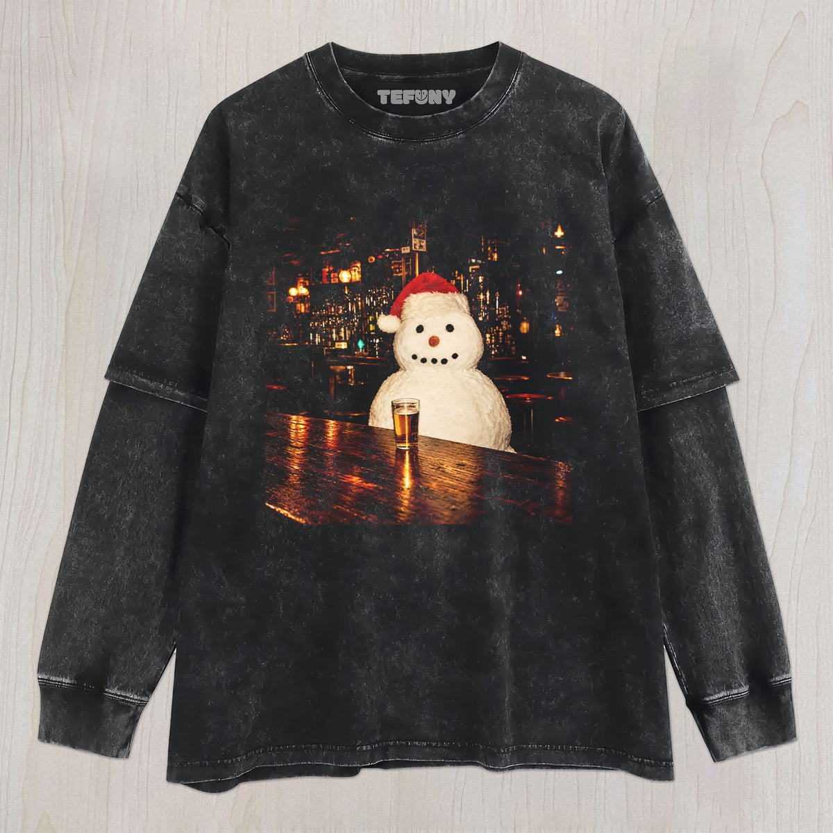 A SNOWMAN DRINKING UNISEX TEE, TANK TOP, LAYERED LS, SWEATSHIRT & HOODIE