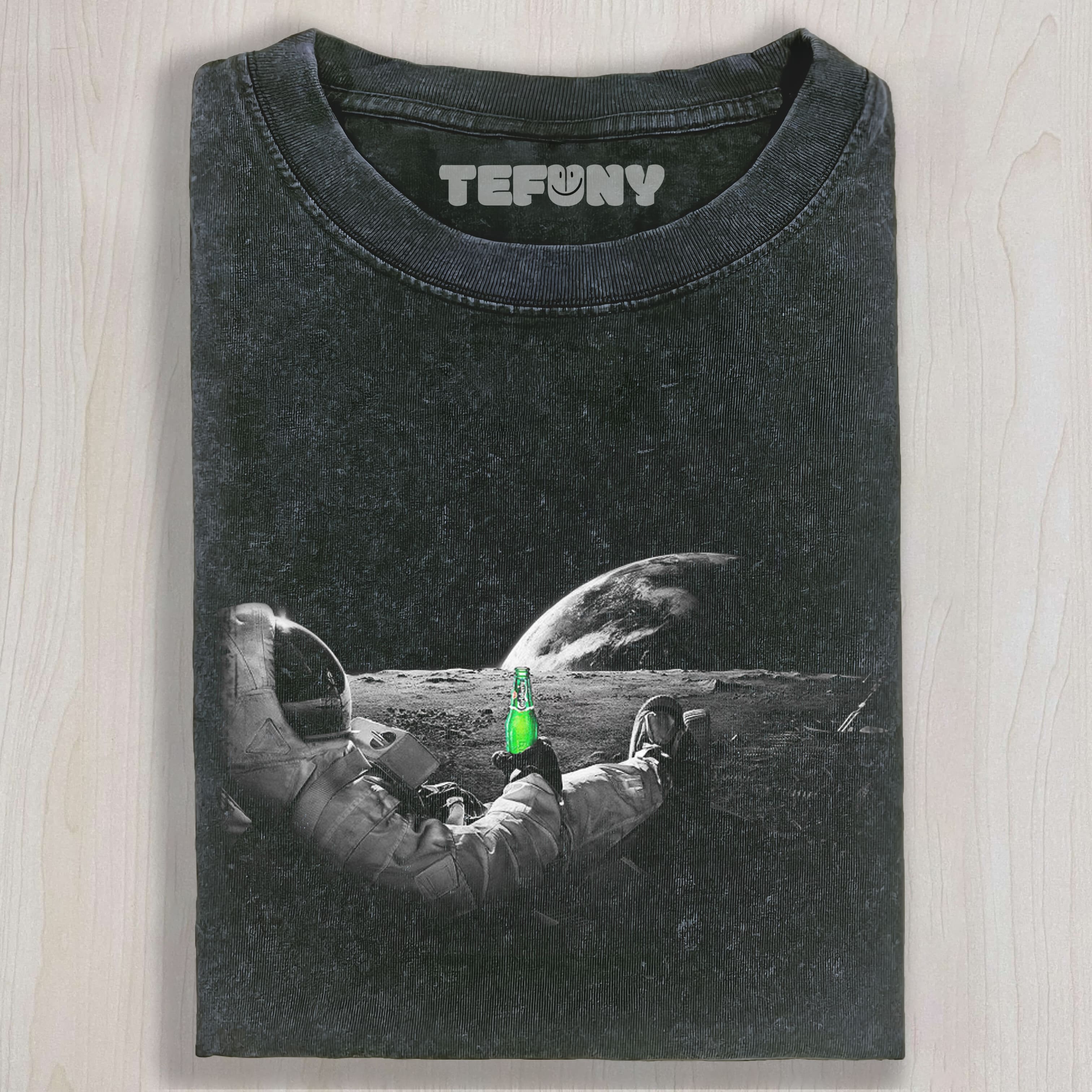 ASTRONAUT DRINKING BEER ON THE MOON UNISEX TEE, TANK TOP, LAYERED LS, SWEATSHIRT & HOODIE