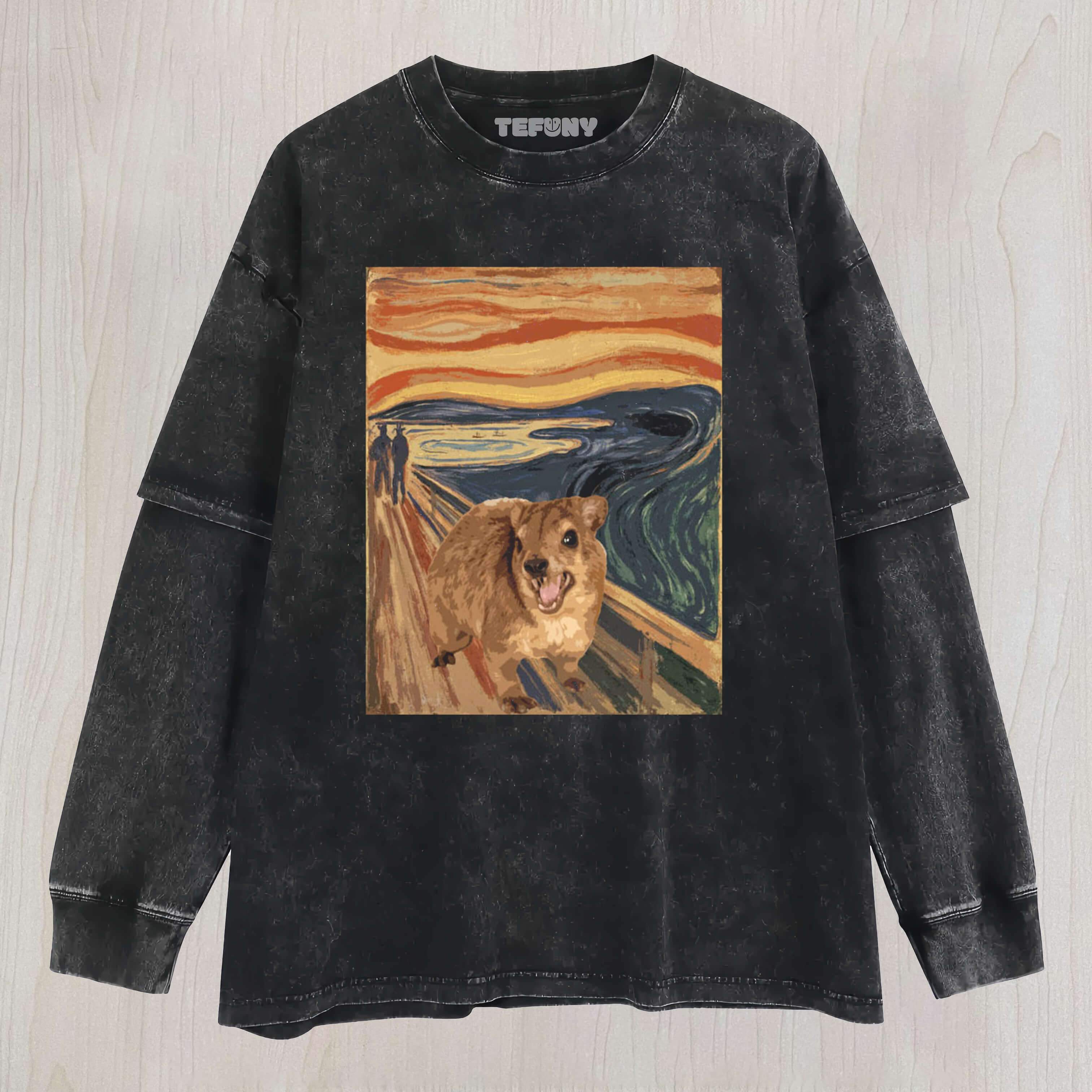 AWAWA HYRAX SCREAM MEME LAYERED LONG SLEEVE
