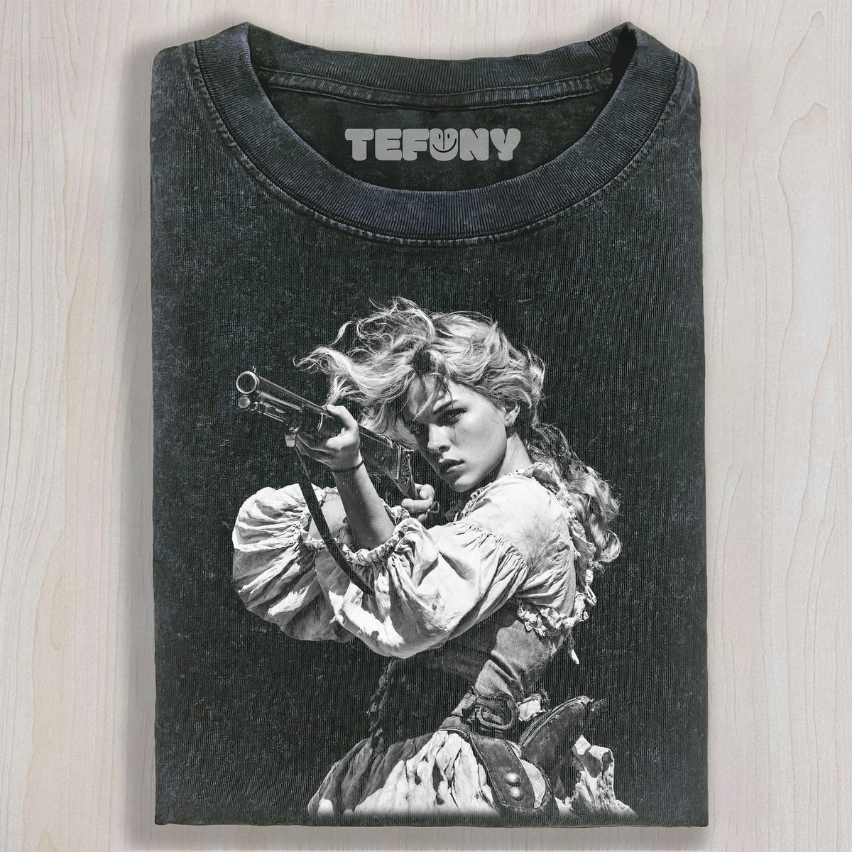 A WESTERN GIRL HOLDING A GUN UNISEX TEE, TANK TOP, LAYERED LS, SWEATSHIRT & HOODIE