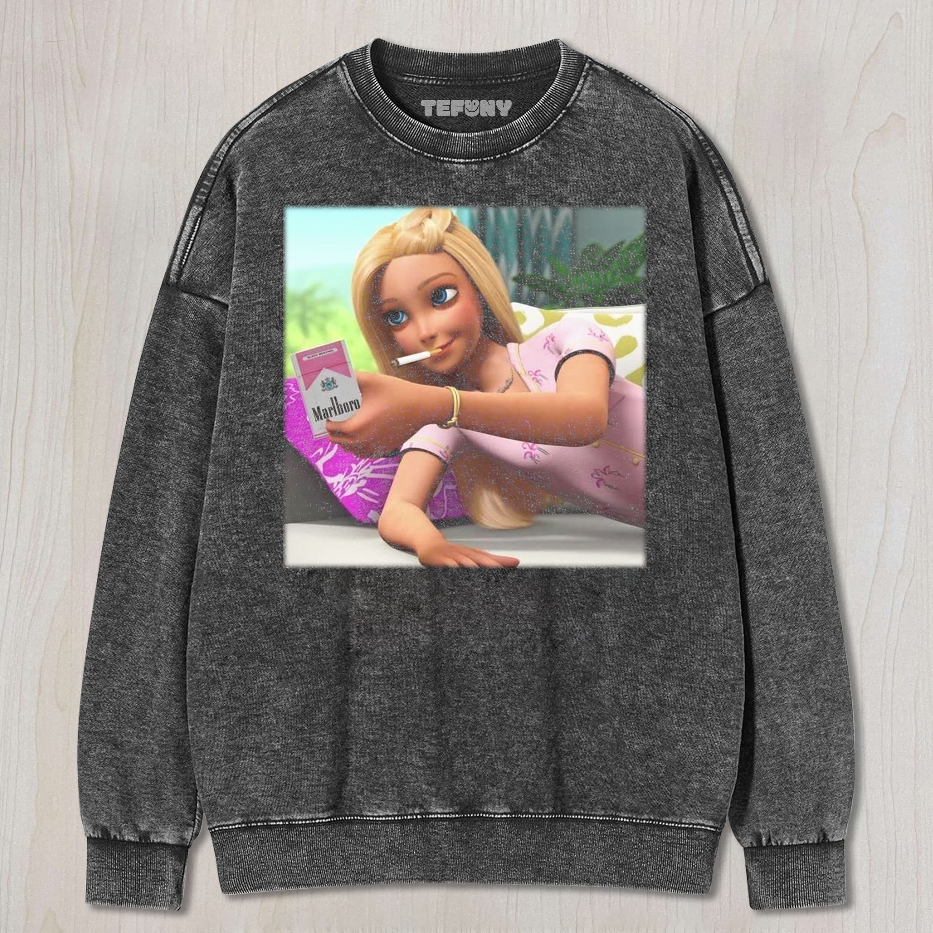BARBIE OFFERS A CIGARETTE UNISEX TEE, TANK TOP, LAYERED LS, SWEATSHIRT & HOODIE