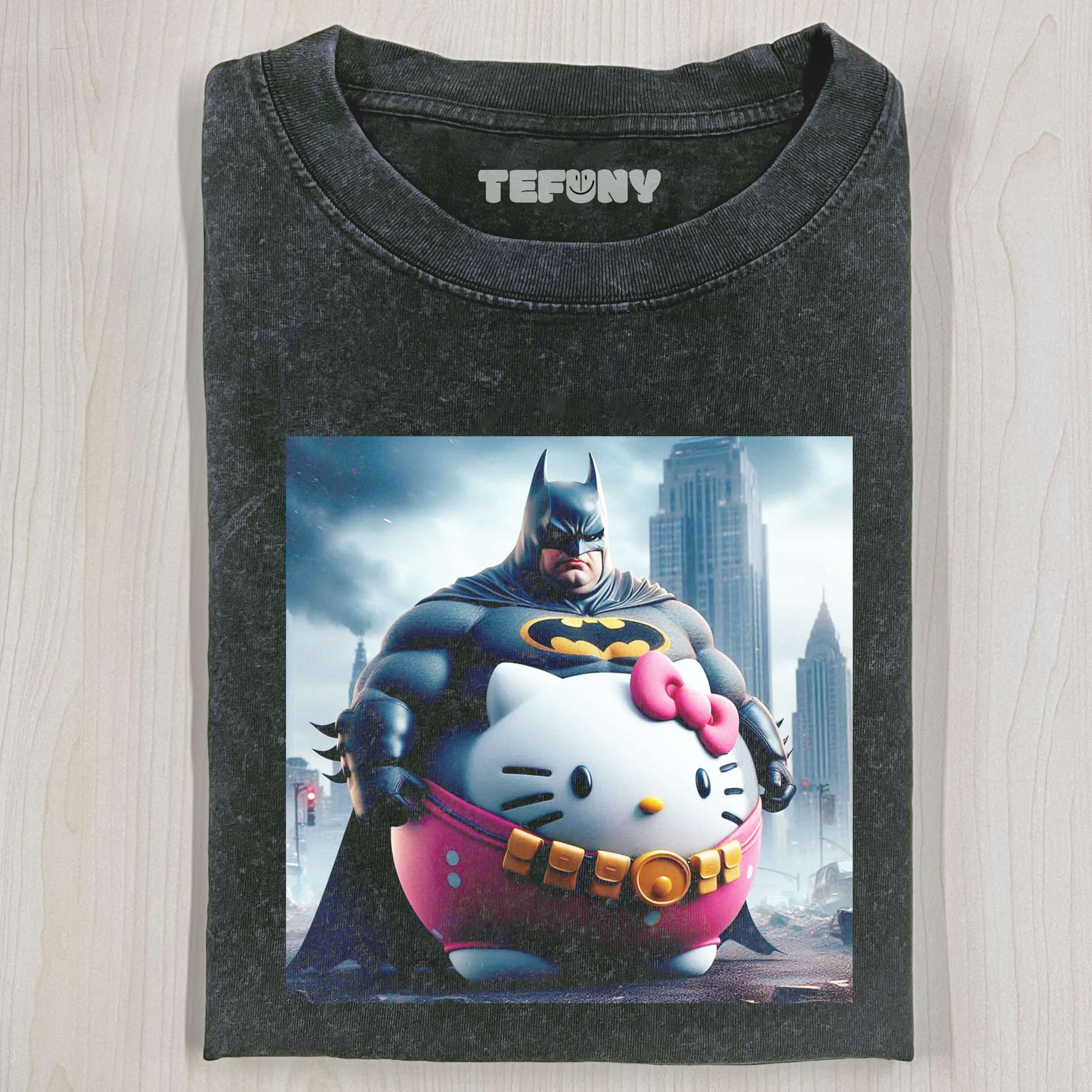 BATMAN WEARING HELLO KITTY T-SHIRT