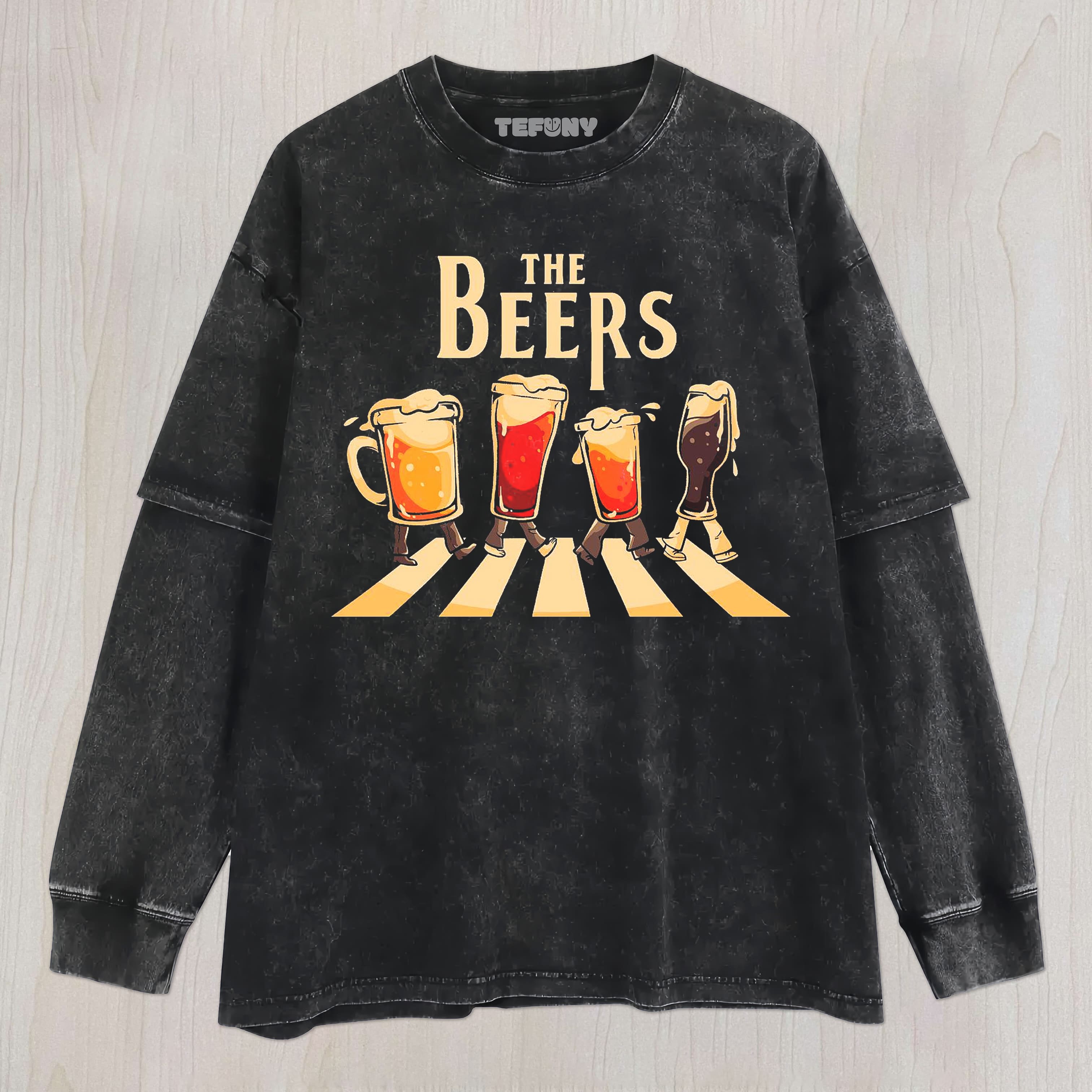 BEER ROAD FUNNY UNISEX TEE, TANK TOP, LAYERED LS, SWEATSHIRT & HOODIE