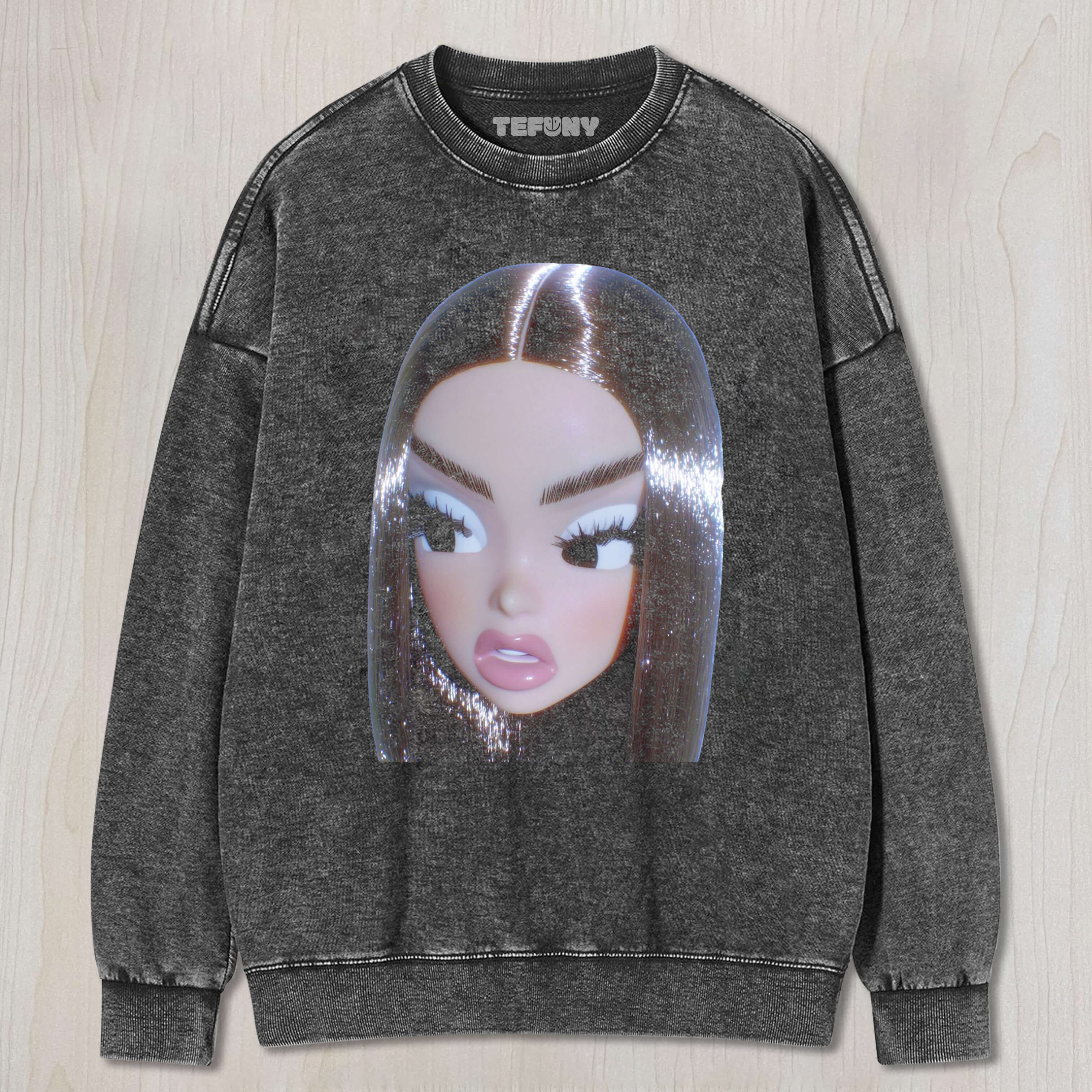 BIG-EYED DOLL MAKING FUNNY FACES T-SHIRT & LONG SLEEVES & HOODIES