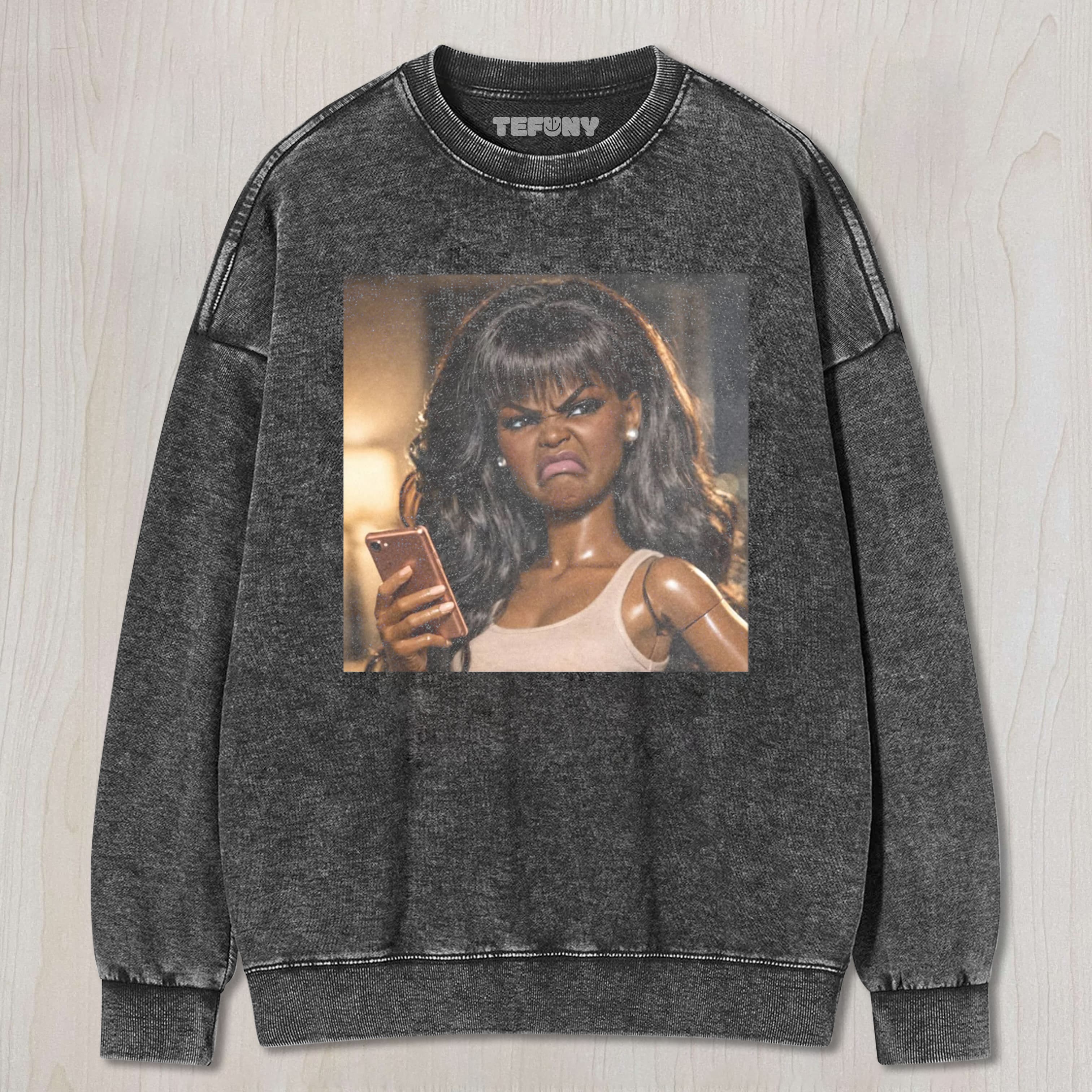 BLACK DOLL GIRL DISGUSTED MEME UNISEX TEE, TANK TOP, LAYERED LS, SWEATSHIRT & HOODIE