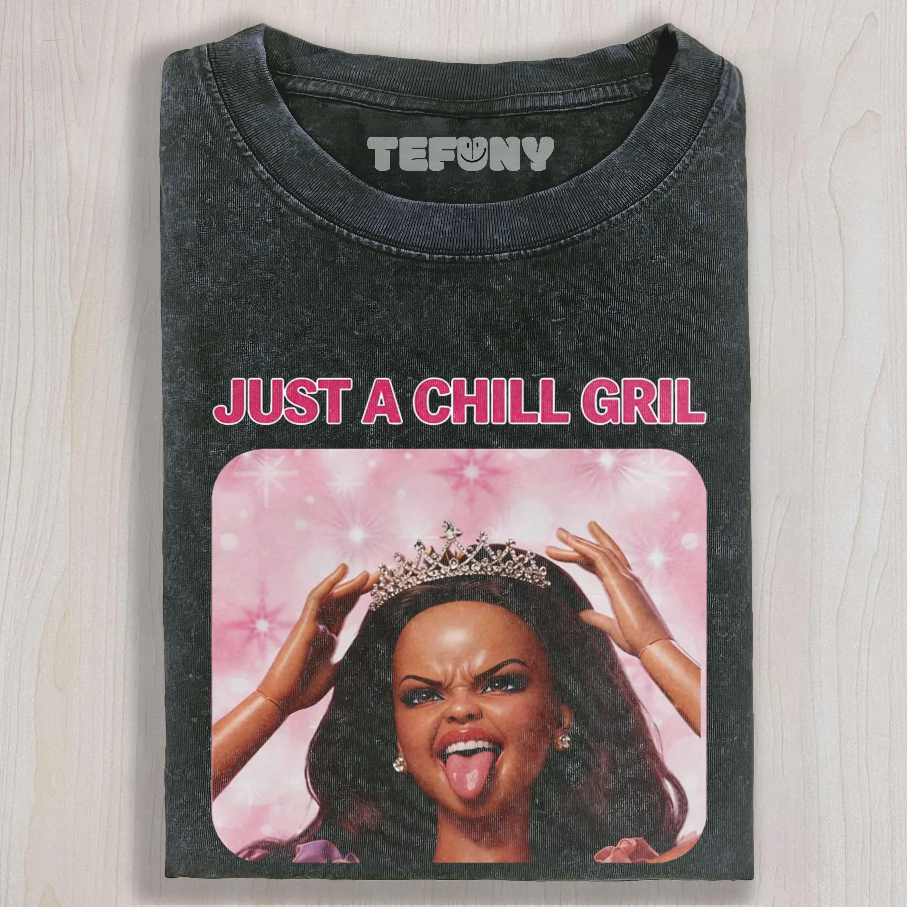 BLACK DOLL GIRL FACE MEME UNISEX TEE, TANK TOP, LAYERED LS, SWEATSHIRT & HOODIE