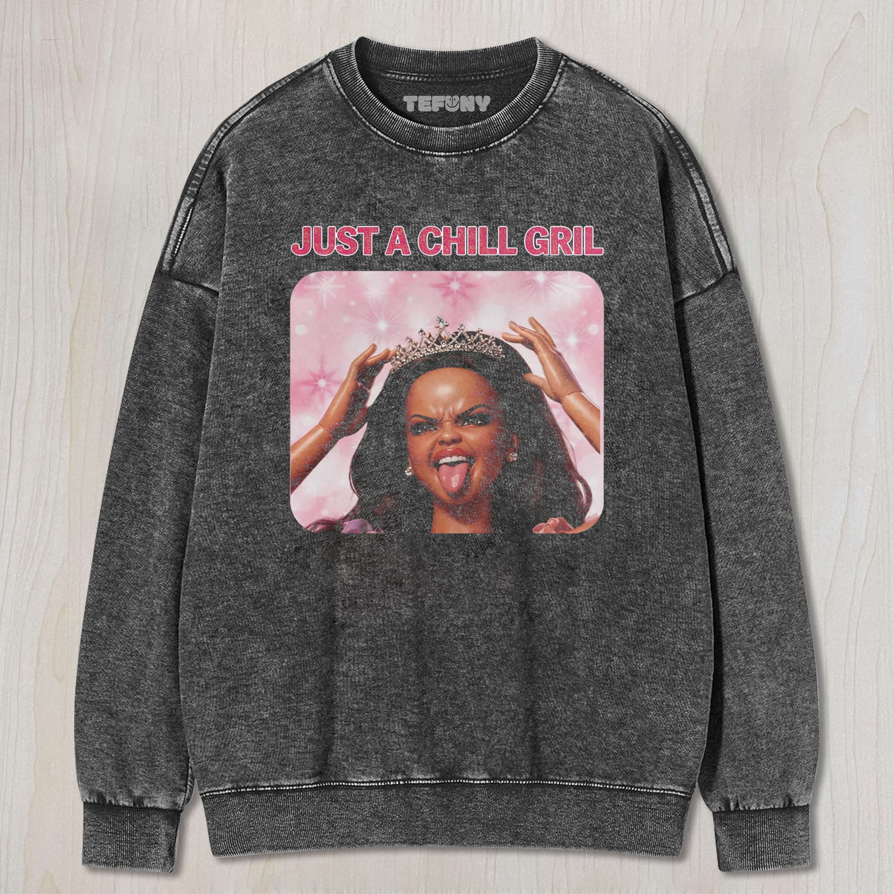 BLACK DOLL GIRL FACE MEME UNISEX TEE, TANK TOP, LAYERED LS, SWEATSHIRT & HOODIE