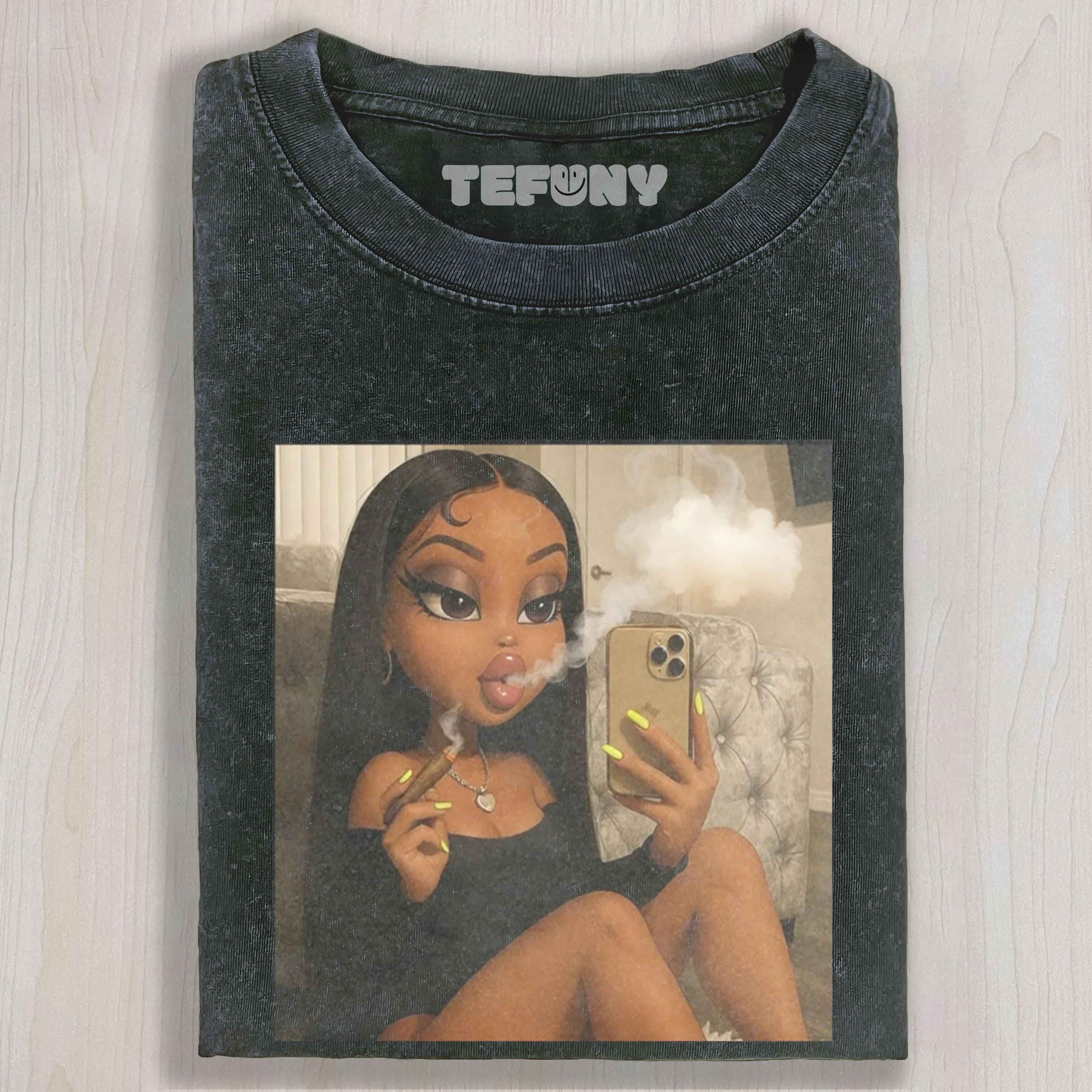 BLACK DOLL GIRL FACE MEME UNISEX TEE, TANK TOP, LAYERED LS, SWEATSHIRT & HOODIE