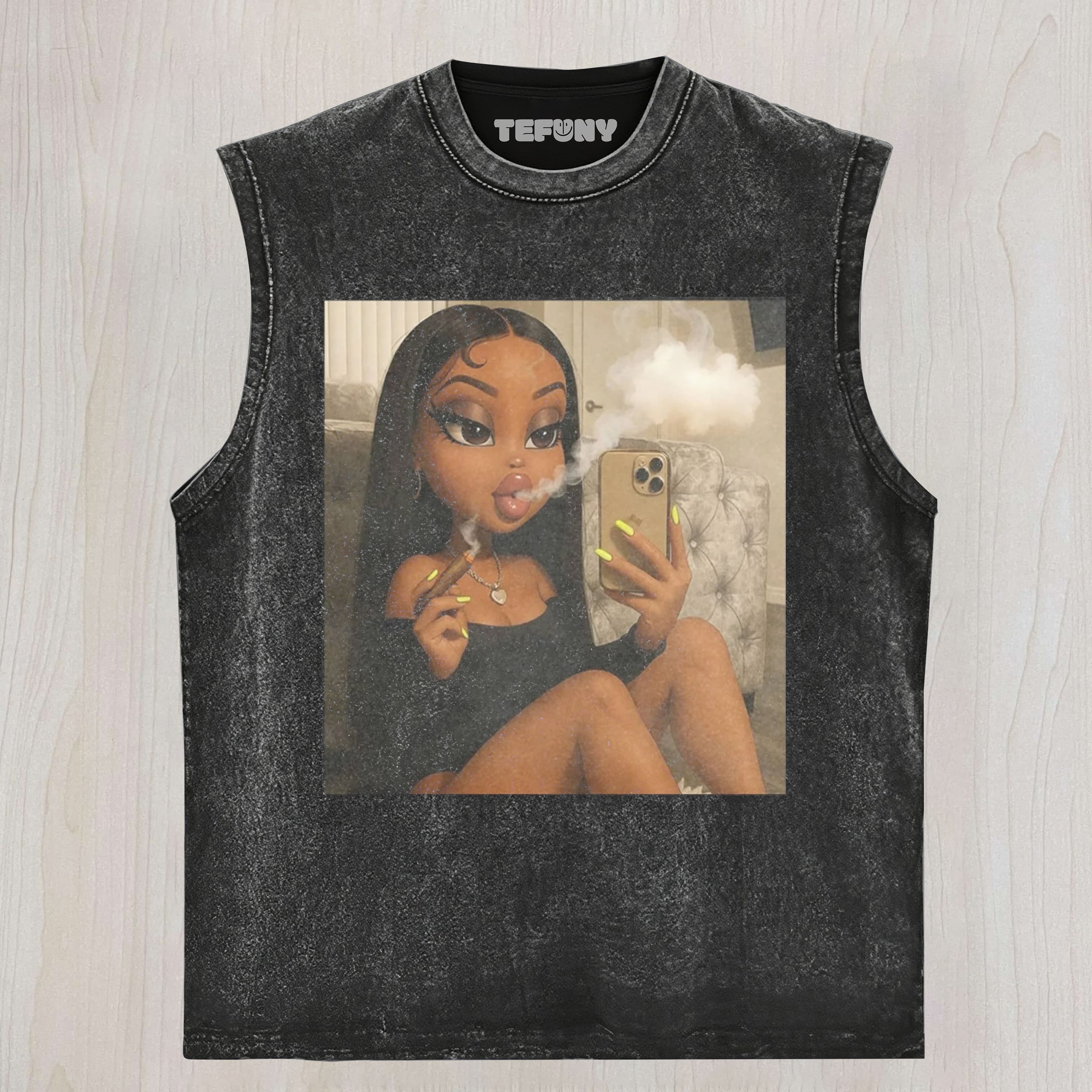 BLACK DOLL GIRL FACE MEME UNISEX TEE, TANK TOP, LAYERED LS, SWEATSHIRT & HOODIE