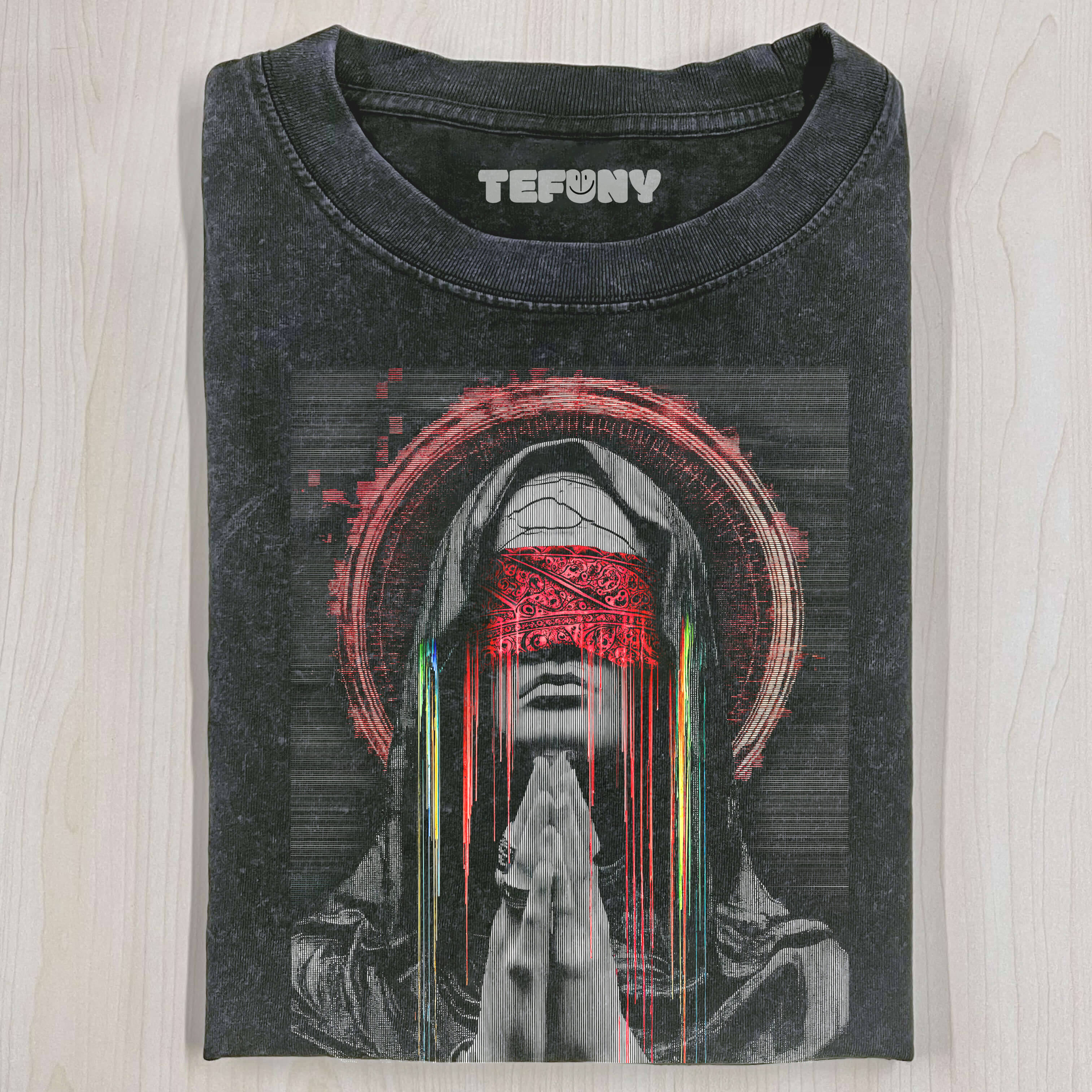 BLINDFOLDED MAN PRAYING T-SHIRT