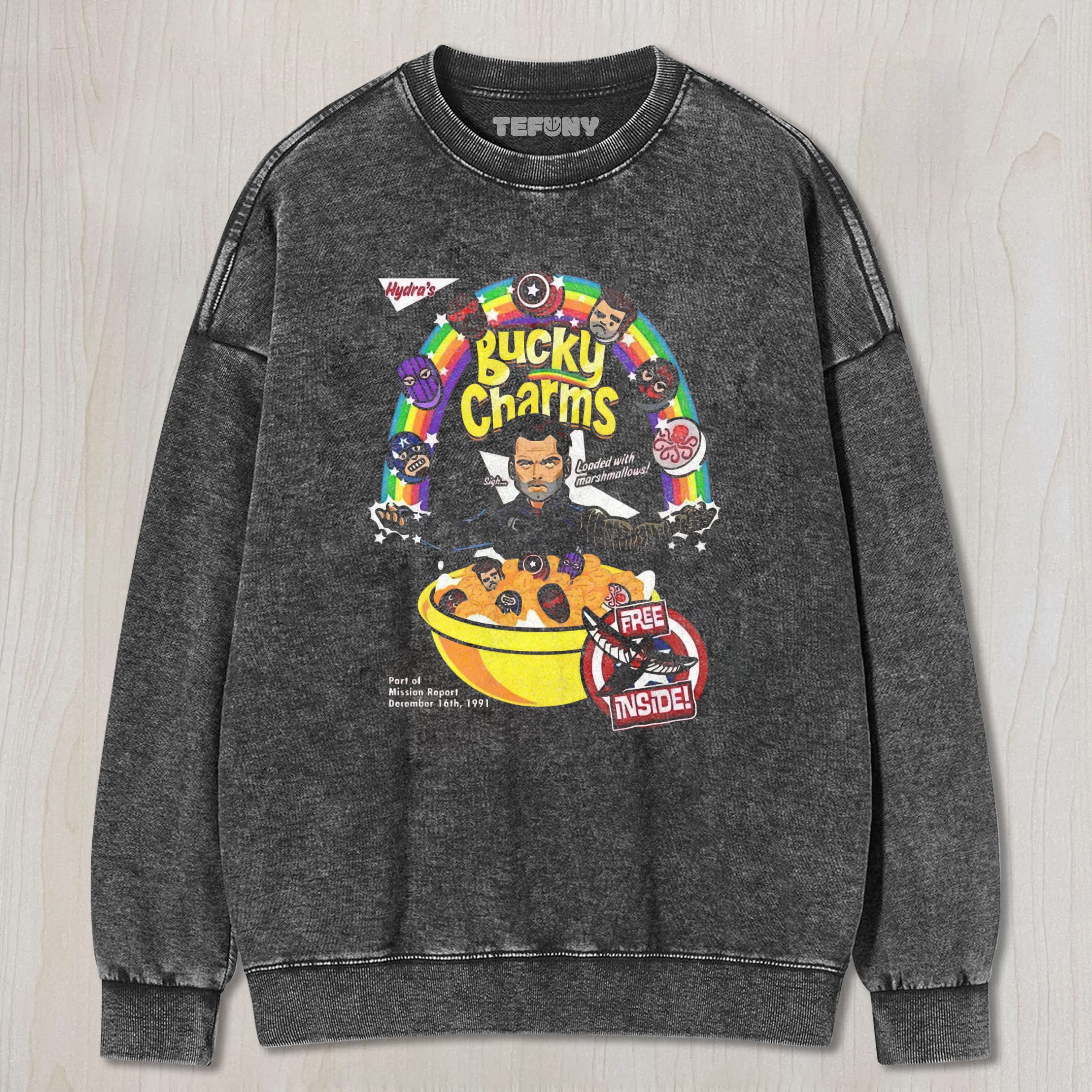 BUCKY CHARMS CEREAL PARODY WASHED TEE & SWEAT & HOOD