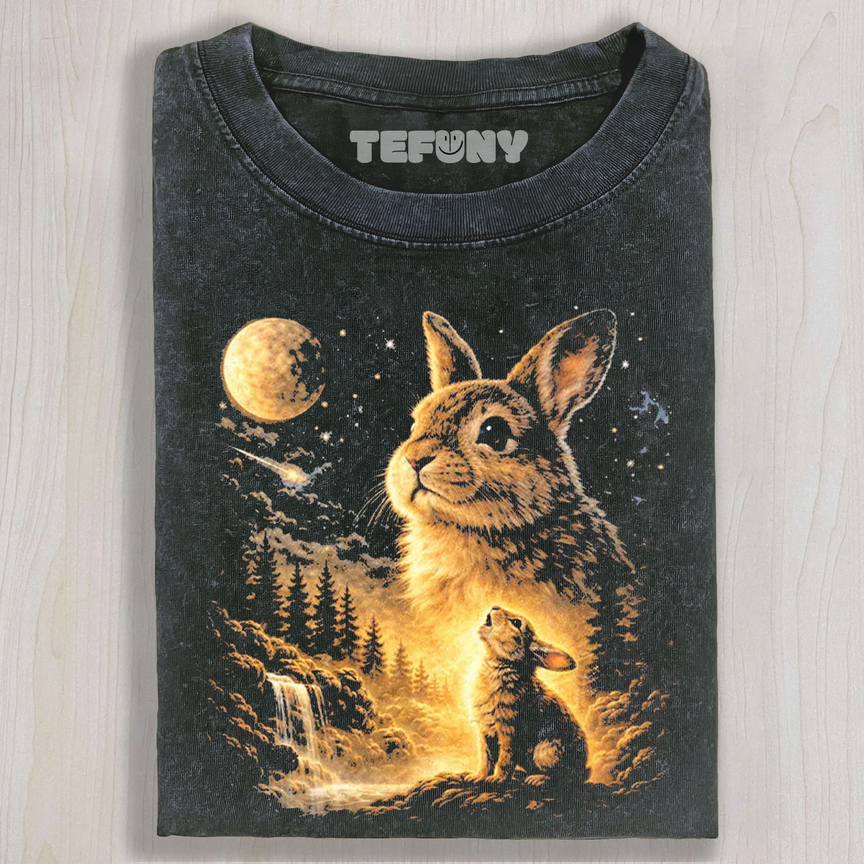 BUNNY HOWLING TO THE MOON UNISEX TEE, TANK TOP, LAYERED LS, SWEATSHIRT & HOODIE