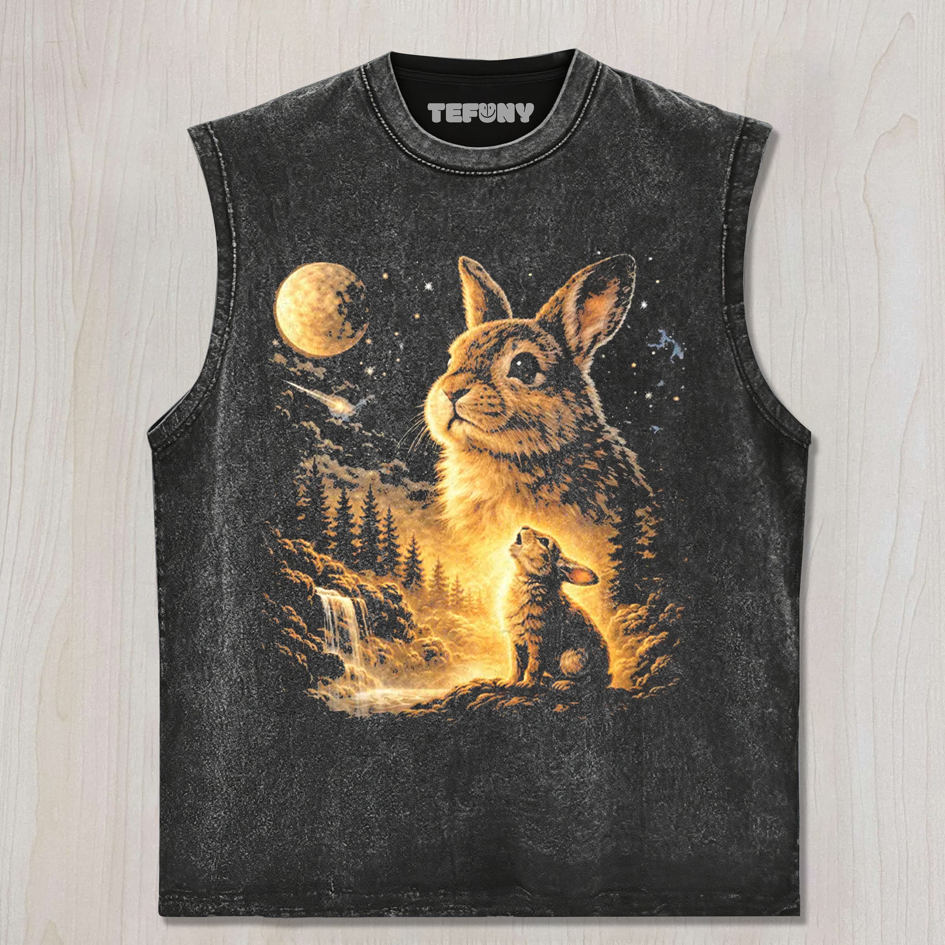 BUNNY HOWLING TO THE MOON UNISEX TEE, TANK TOP, LAYERED LS, SWEATSHIRT & HOODIE