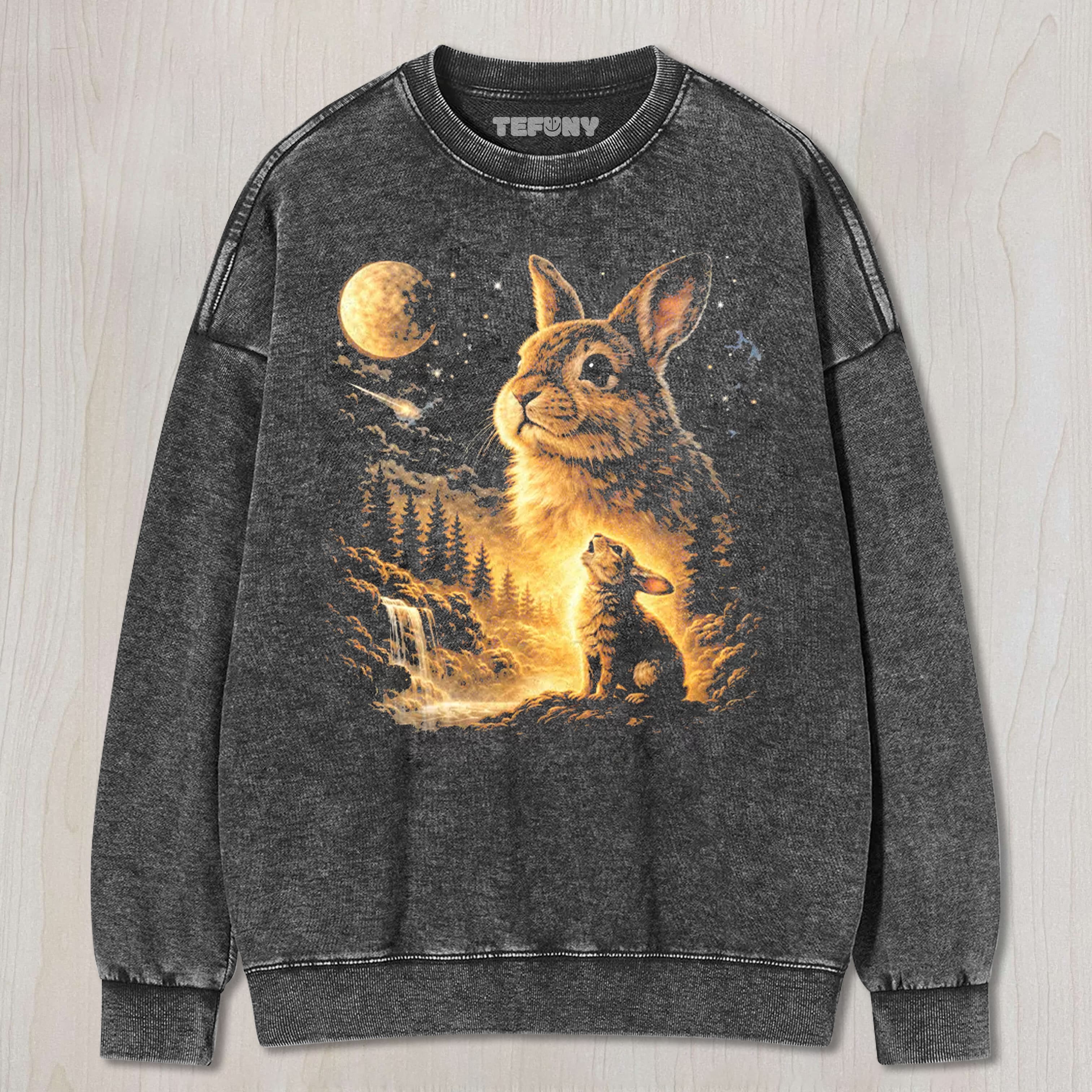 BUNNY HOWLING TO THE MOON UNISEX TEE, TANK TOP, LAYERED LS, SWEATSHIRT & HOODIE