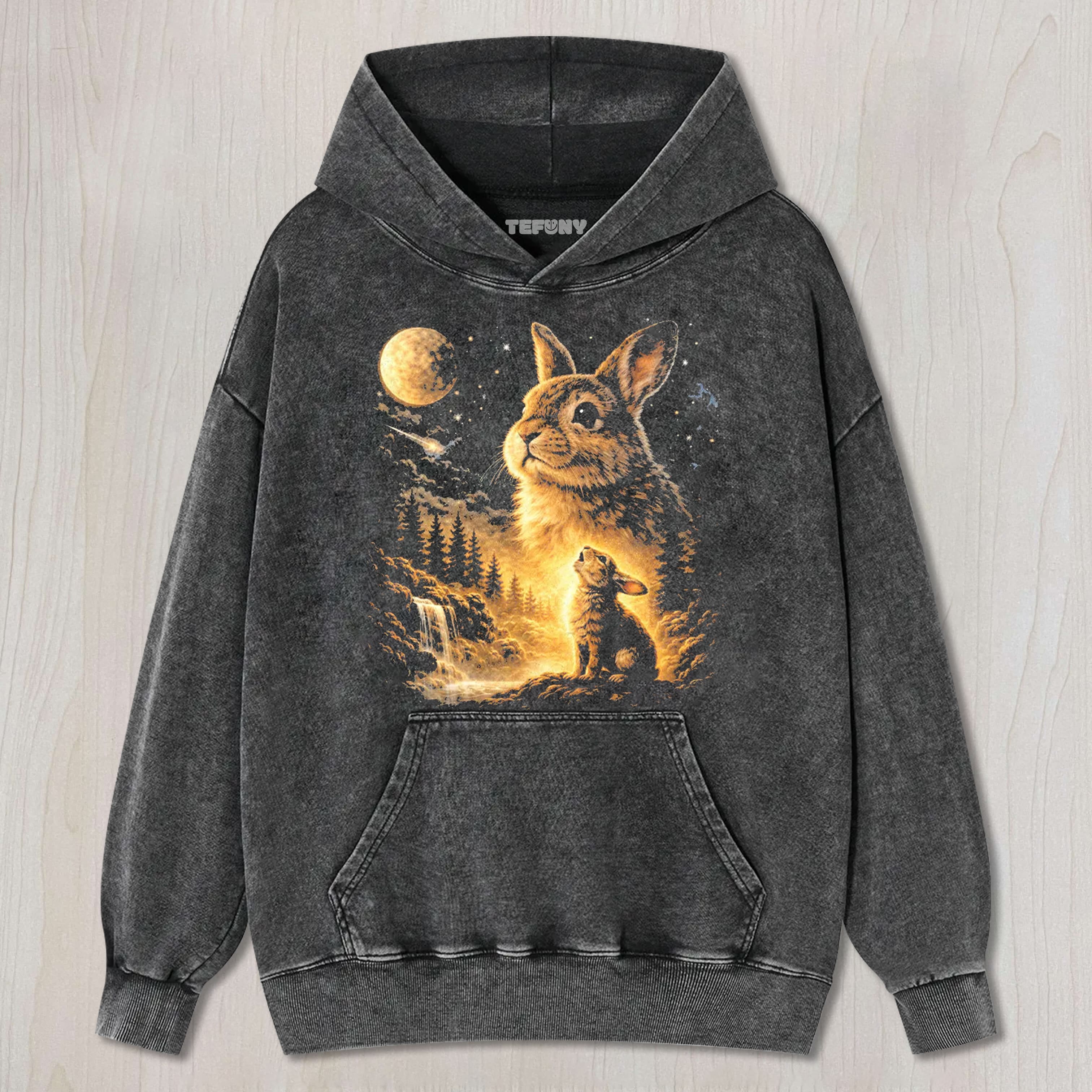 BUNNY HOWLING TO THE MOON UNISEX TEE, TANK TOP, LAYERED LS, SWEATSHIRT & HOODIE