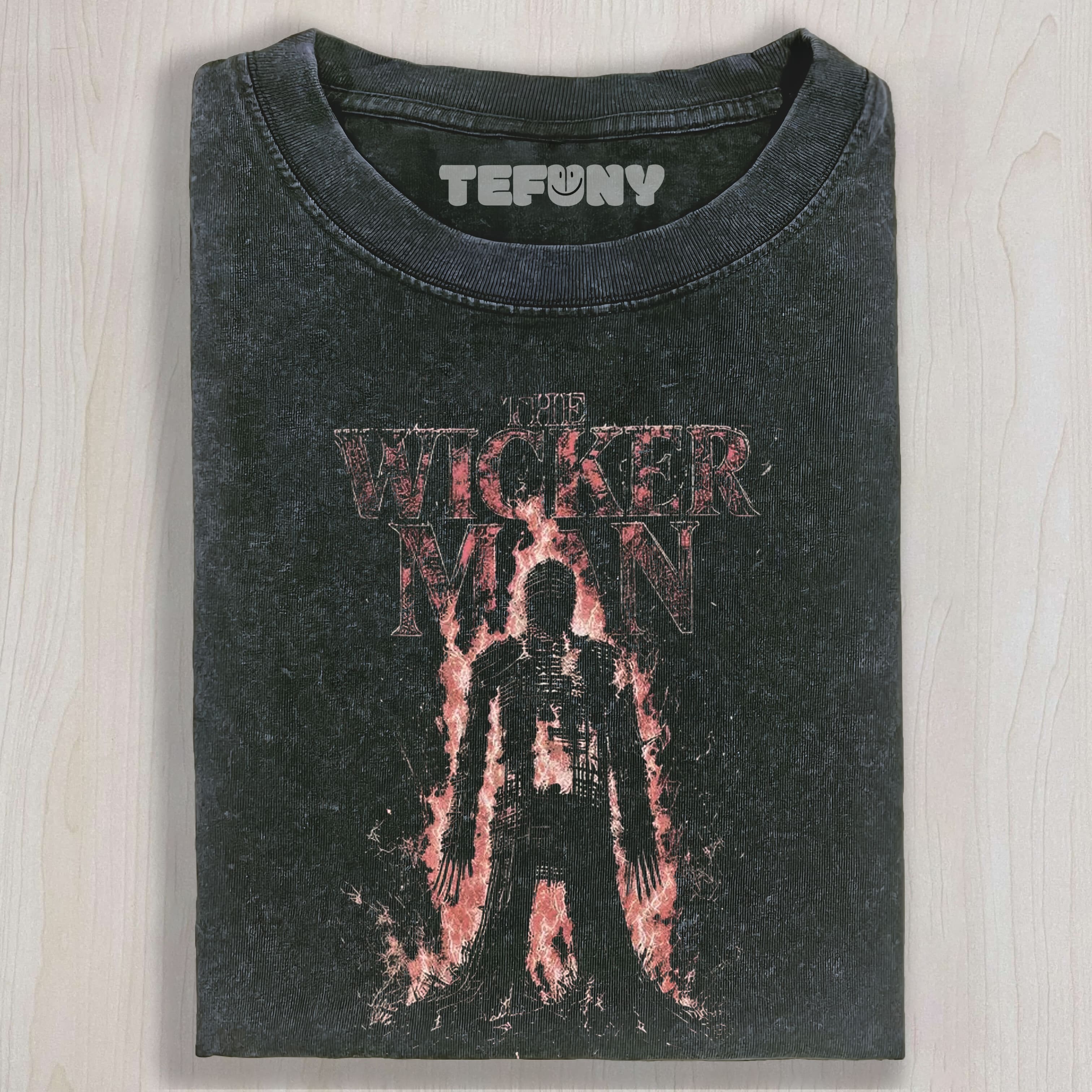 BURNING HORROR FIGURE GRAPHIC VINTAGE WASHED UNISEX TEE, TANK TOP, LAYERED LS, SWEATSHIRT & HOODIE