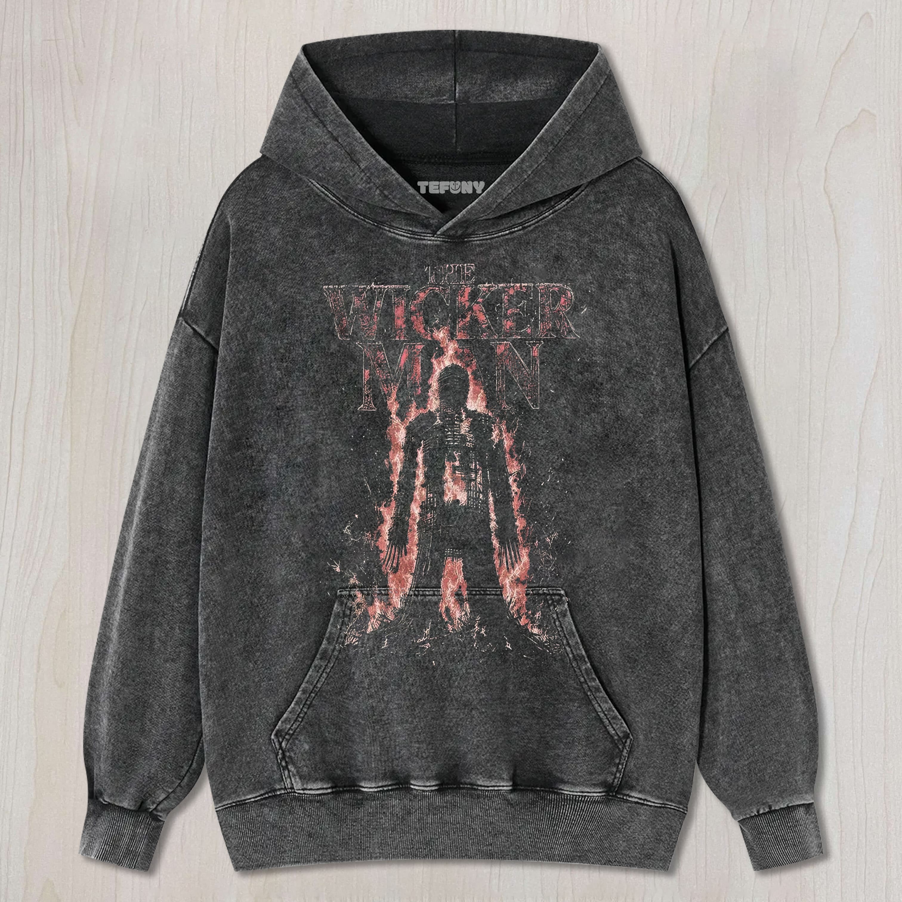 BURNING HORROR FIGURE GRAPHIC VINTAGE WASHED UNISEX TEE, TANK TOP, LAYERED LS, SWEATSHIRT & HOODIE