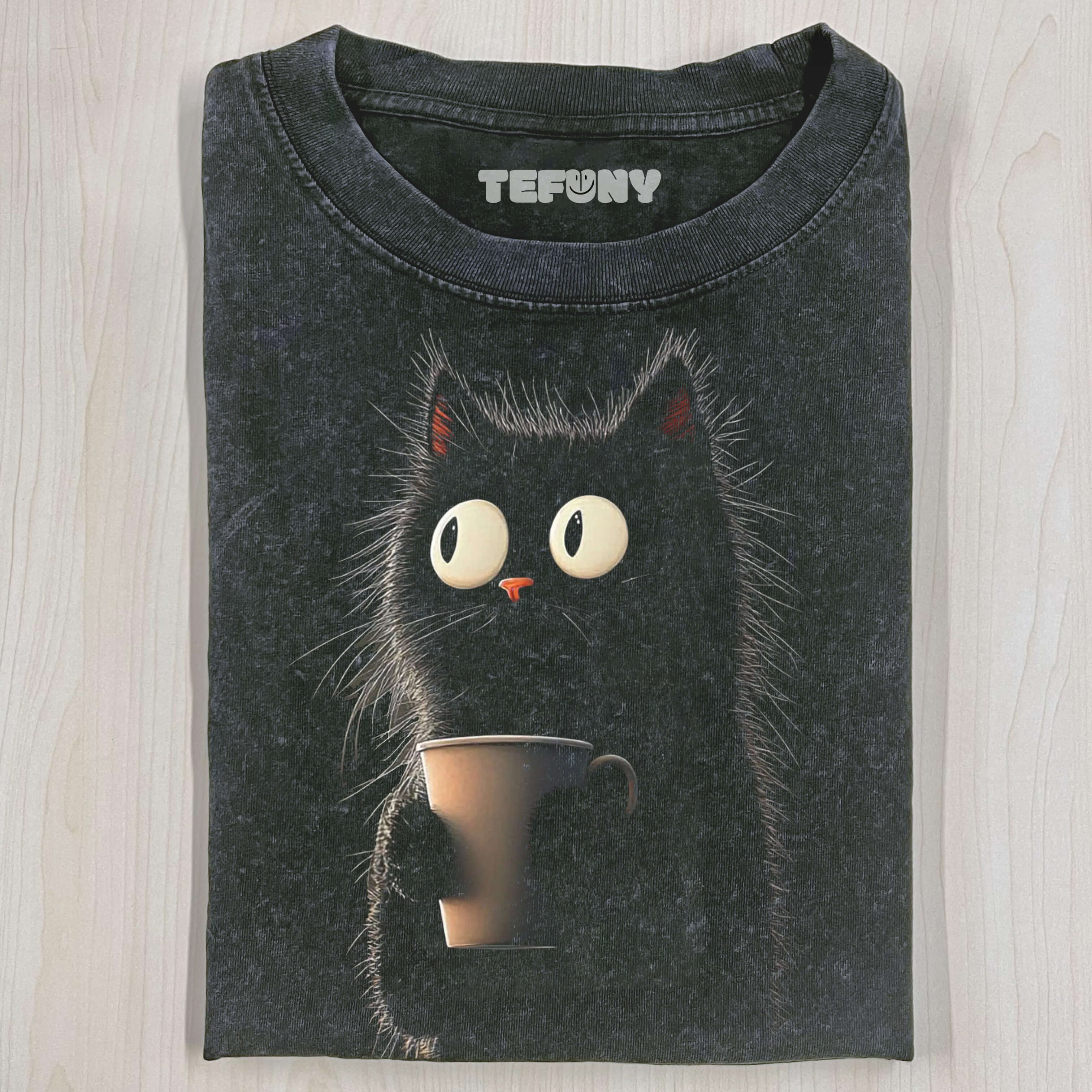 CARICATURE CAT WITH A MUG TEE