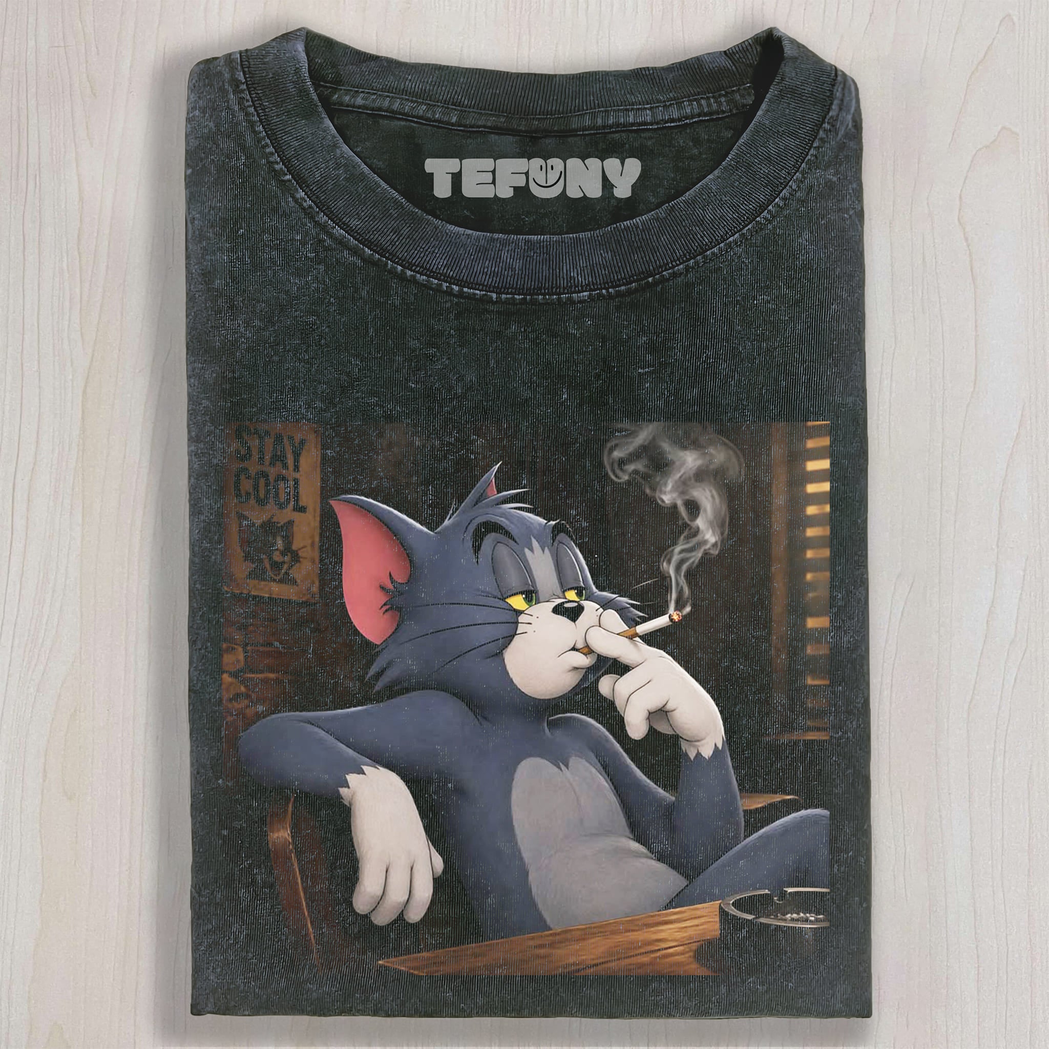 CARTOON CAT SMOKING UNISEX TEE, TANK TOP, LAYERED LS, SWEATSHIRT & HOODIE