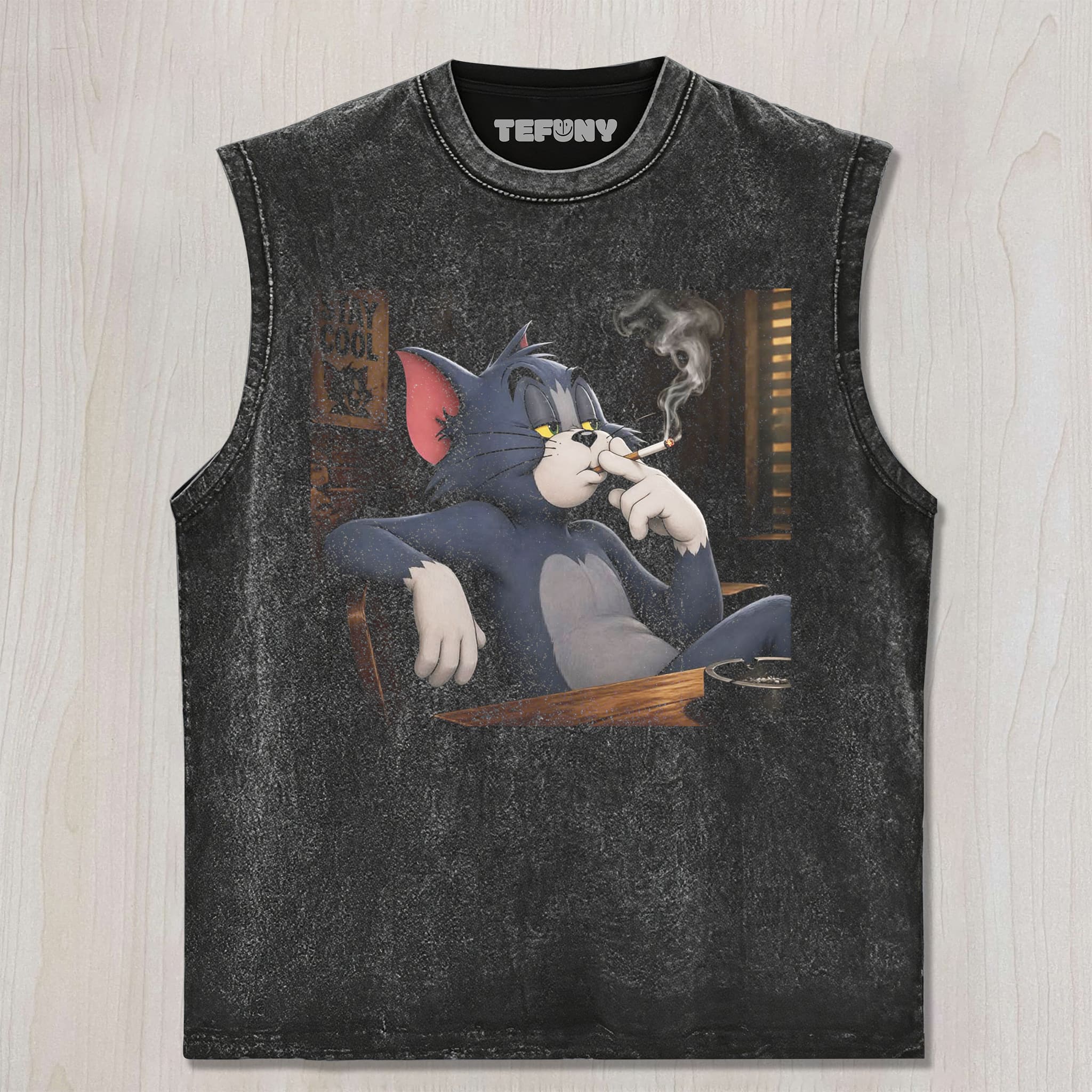 CARTOON CAT SMOKING UNISEX TEE, TANK TOP, LAYERED LS, SWEATSHIRT & HOODIE
