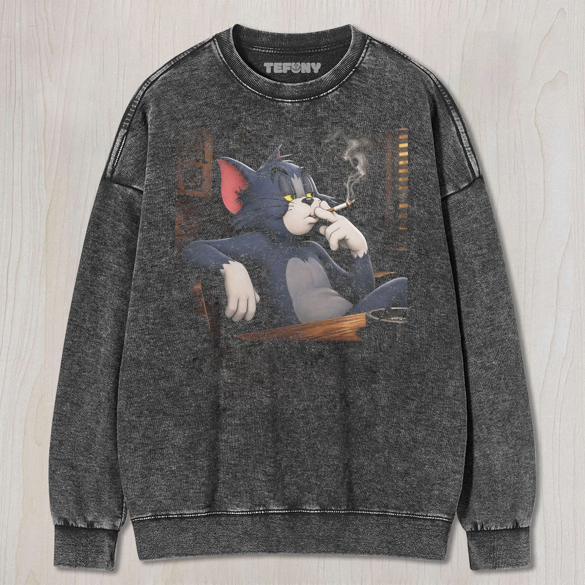 CARTOON CAT SMOKING UNISEX TEE, TANK TOP, LAYERED LS, SWEATSHIRT & HOODIE
