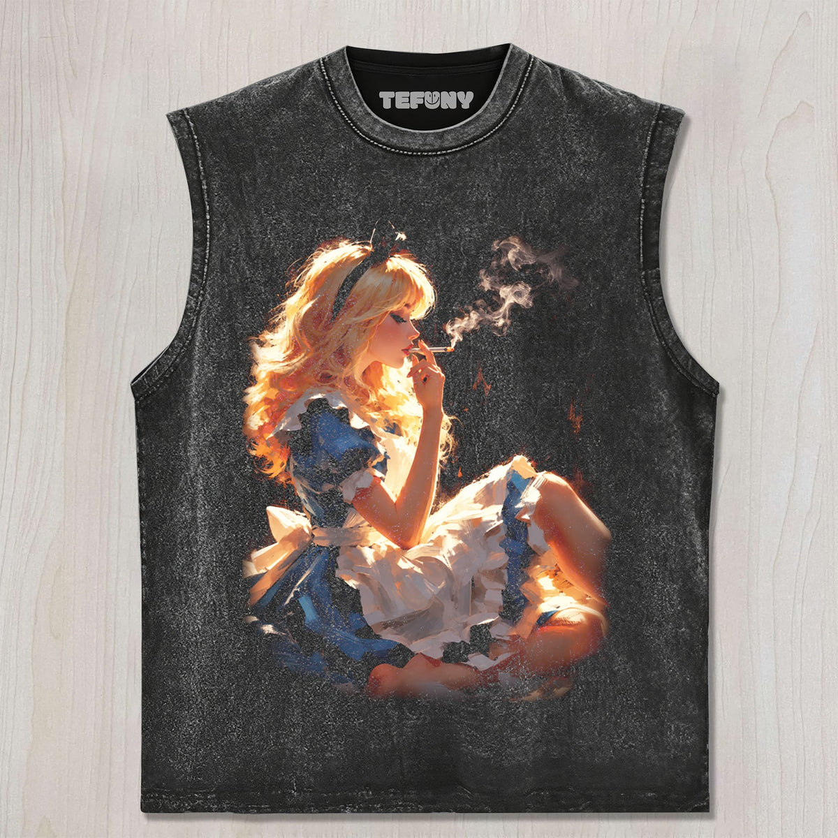 CARTOON GIRL SMOKING UNISEX TEE, TANK TOP, LAYERED LS, SWEATSHIRT & HOODIE