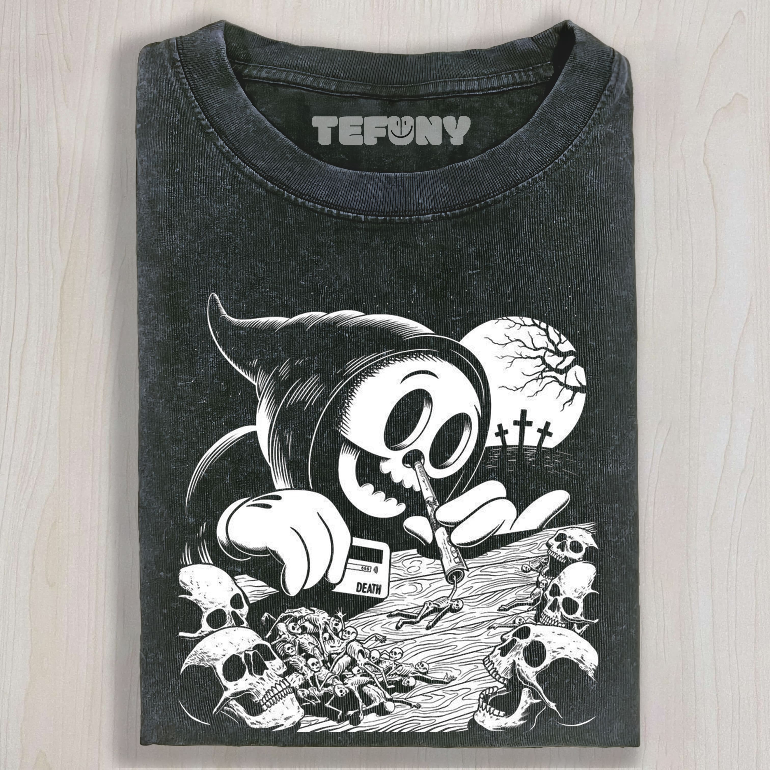CARTOON DEATH UNISEX TEE, TANK TOP, LAYERED LS, SWEATSHIRT & HOODIE
