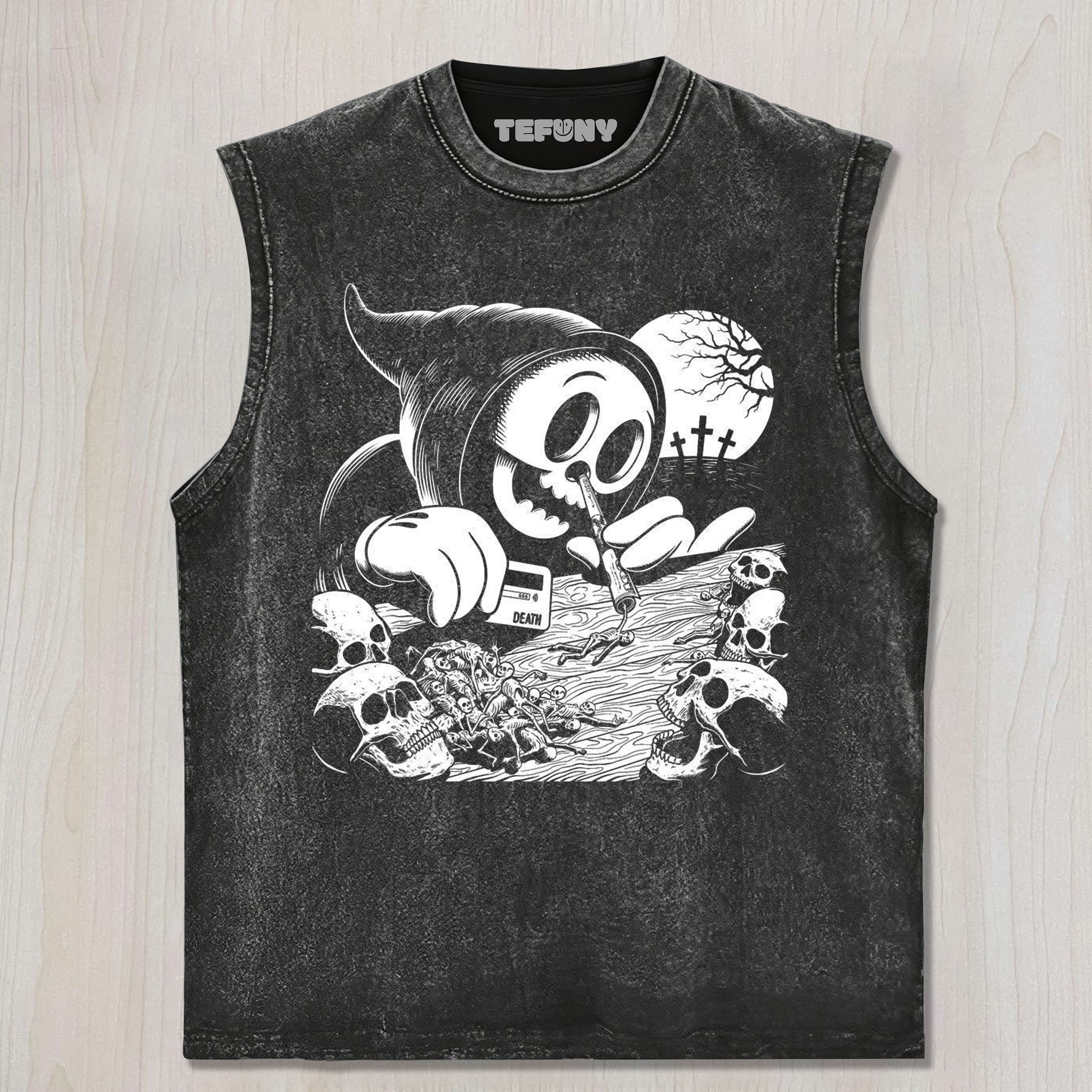 CARTOON DEATH UNISEX TEE, TANK TOP, LAYERED LS, SWEATSHIRT & HOODIE