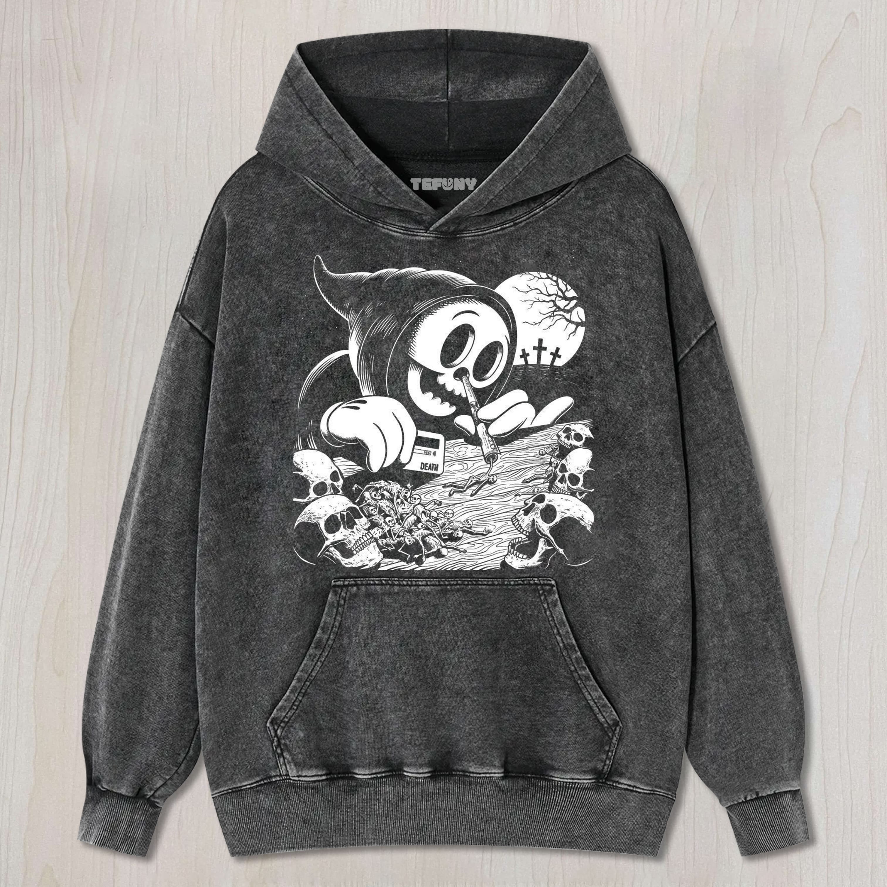 CARTOON DEATH UNISEX TEE, TANK TOP, LAYERED LS, SWEATSHIRT & HOODIE