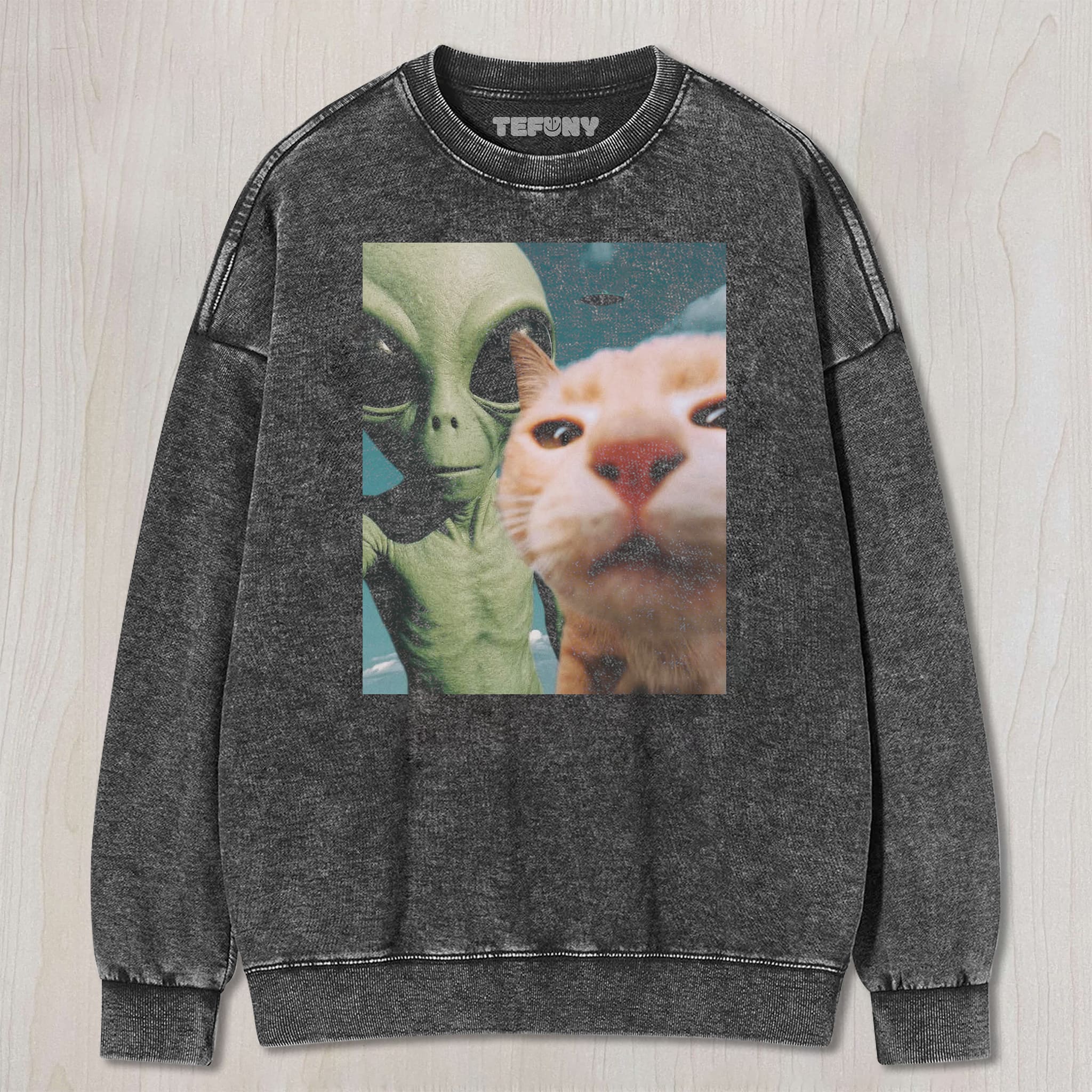 CAT AND ALIEN UNISEX TEE, TANK TOP, LAYERED LS, SWEATSHIRT & HOODIE