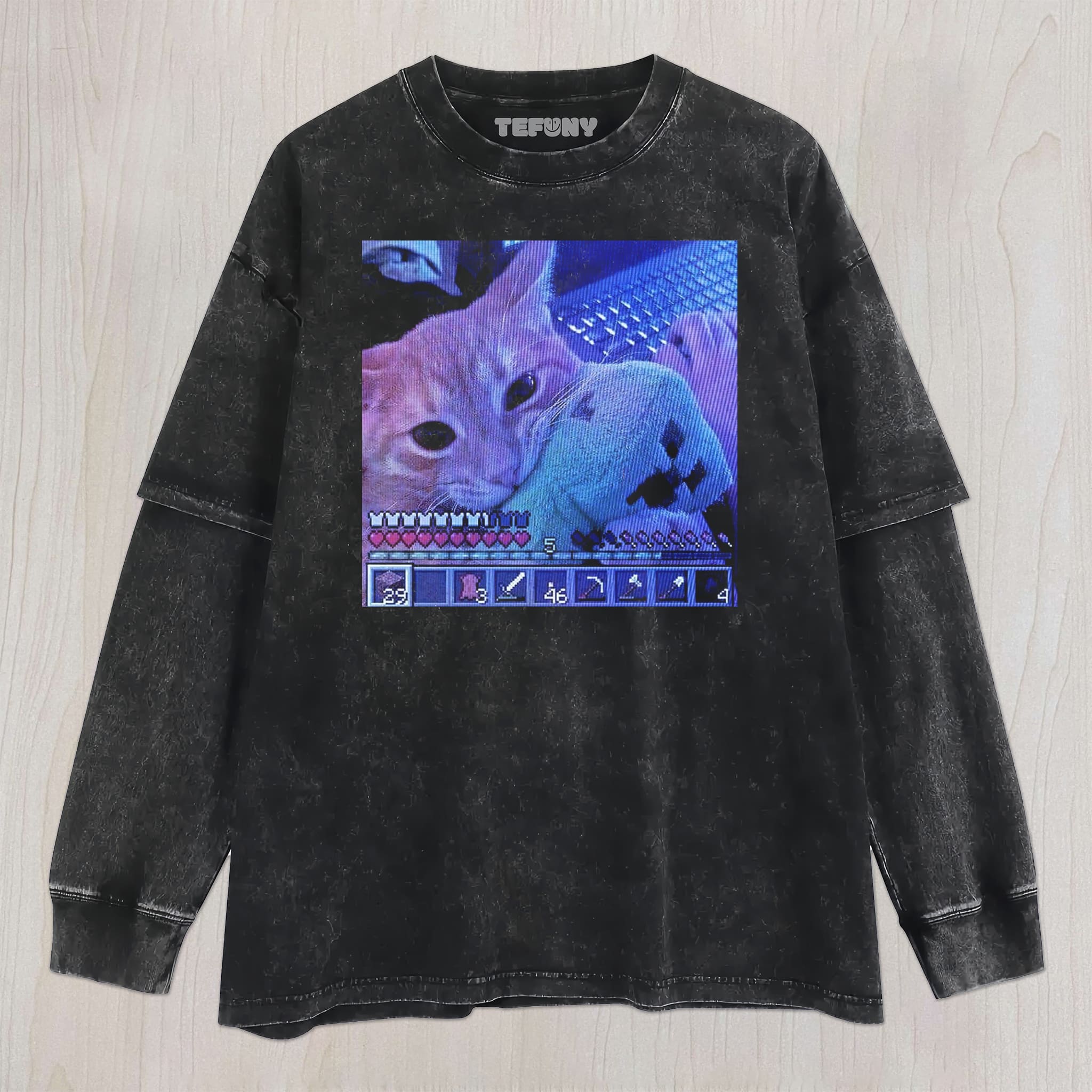 CAT AND MINECRAFT UNISEX TEE, TANK TOP, LAYERED LS, SWEATSHIRT & HOODIE