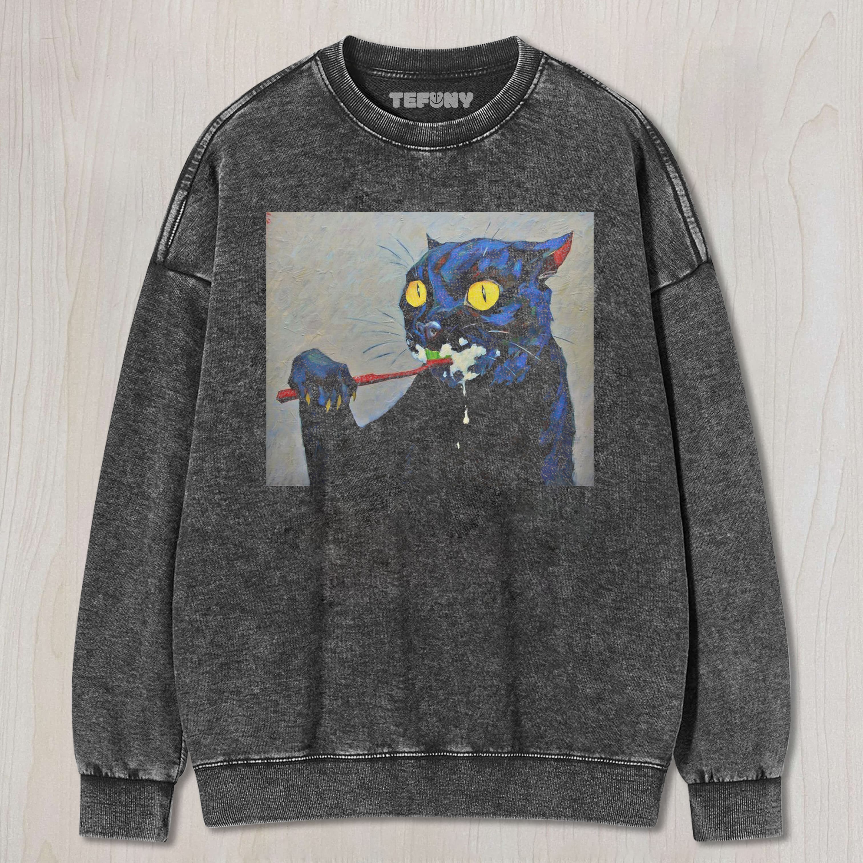CAT BRUSHING TEETH TEE & SWEAT & HOOD