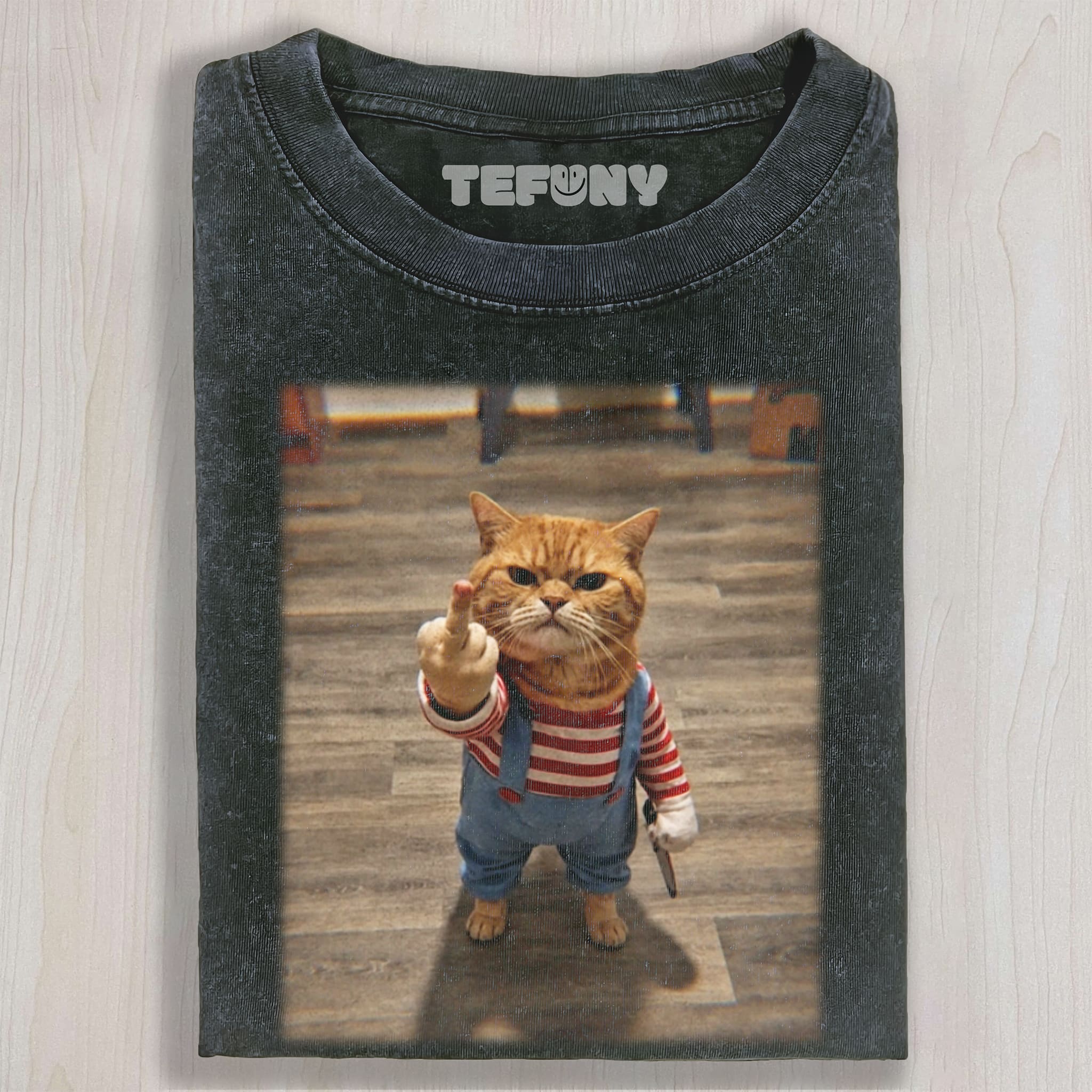 CAT GIVING THE MIDDLE FINGER UNISEX TEE, TANK TOP, LAYERED LS, SWEATSHIRT & HOODIE