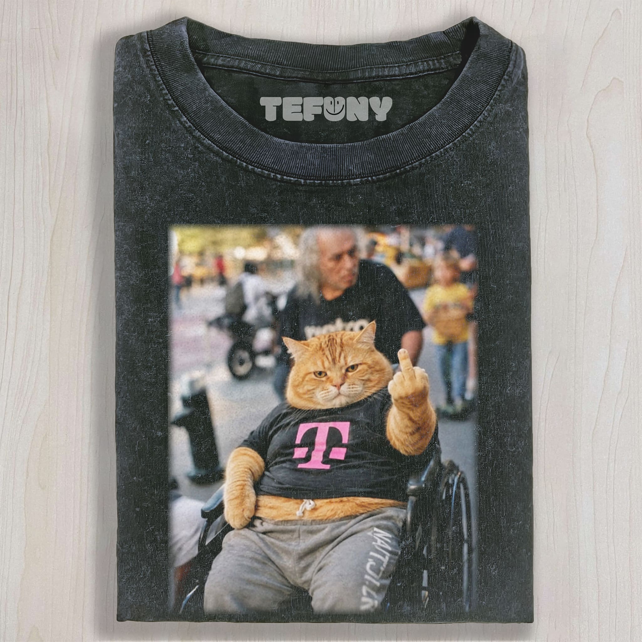 CAT GIVING THE MIDDLE FINGER V3 UNISEX TEE, TANK TOP, LAYERED LS, SWEATSHIRT & HOODIE