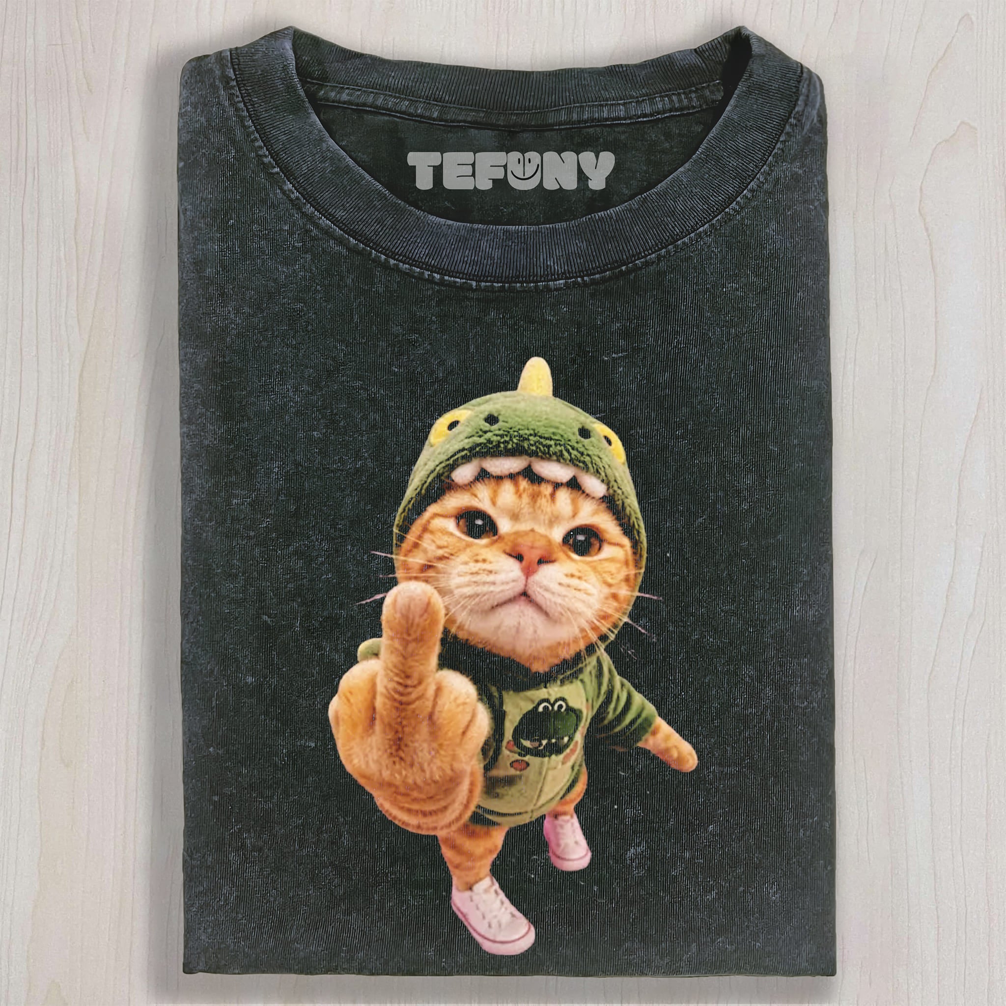 CAT GIVING THE MIDDLE FINGER V4 UNISEX TEE, TANK TOP, LAYERED LS, SWEATSHIRT & HOODIE