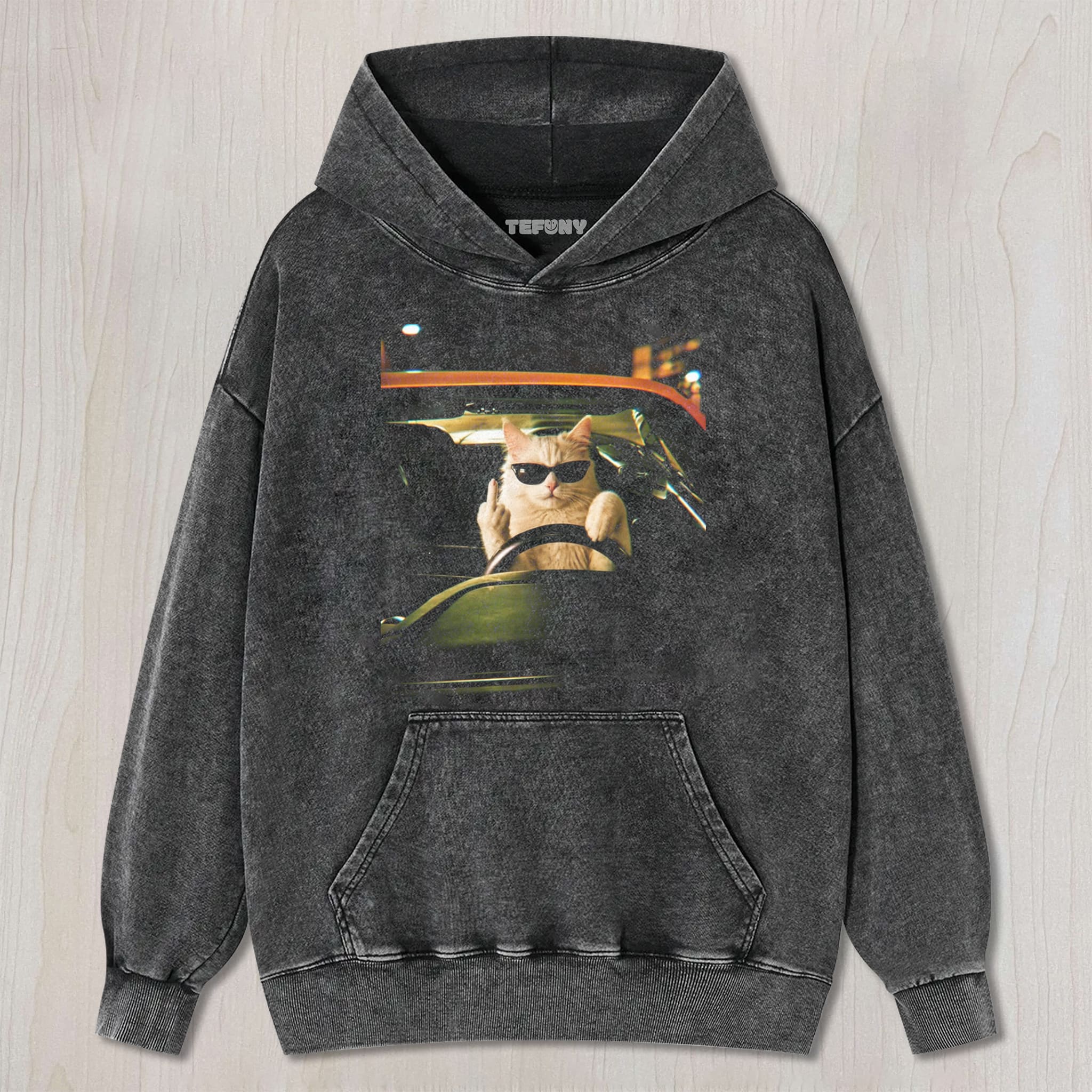 CAT GIVING THE MIDDLE FINGER V5 UNISEX TEE, TANK TOP, LAYERED LS, SWEATSHIRT & HOODIE