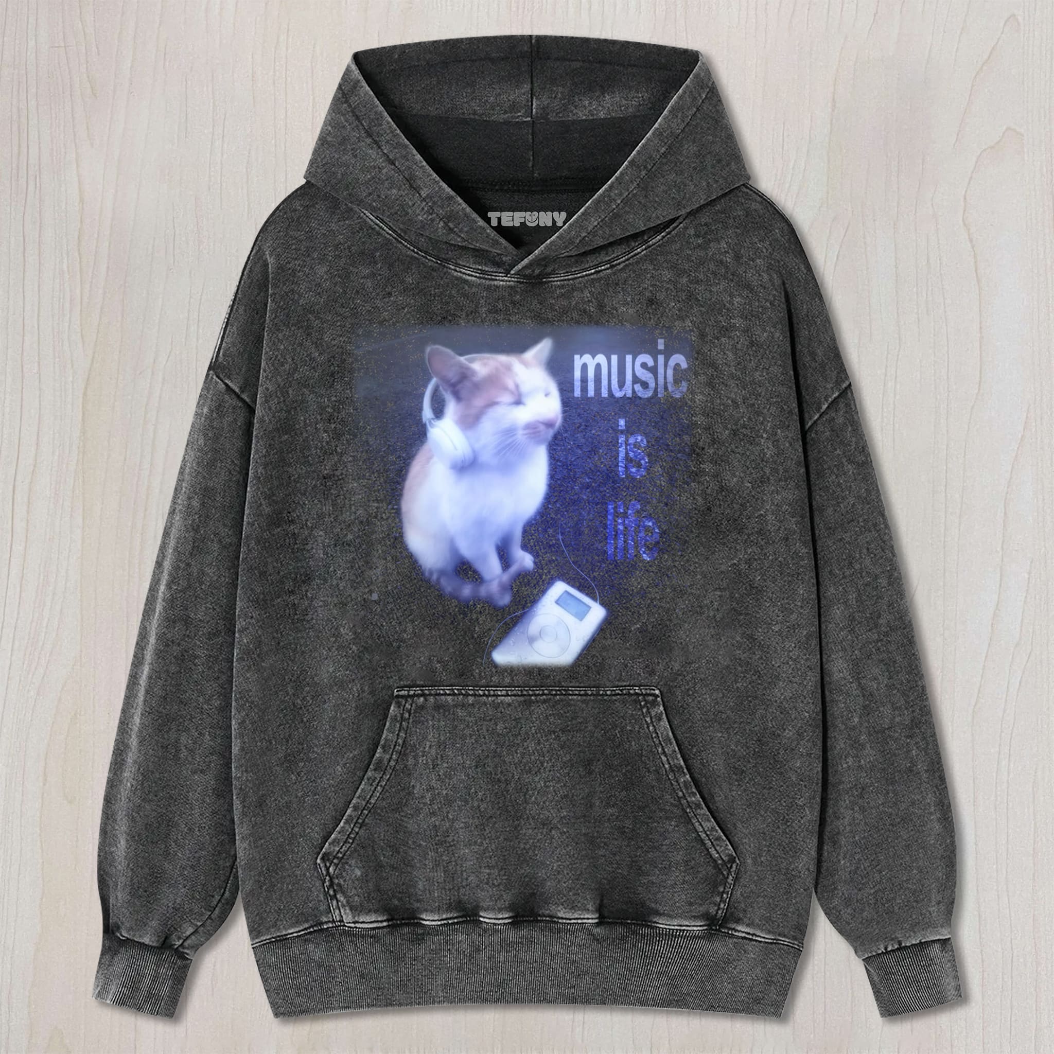 CAT MEME MUSIC IS LIFE UNISEX TEE, TANK TOP, LAYERED LS, SWEATSHIRT & HOODIE