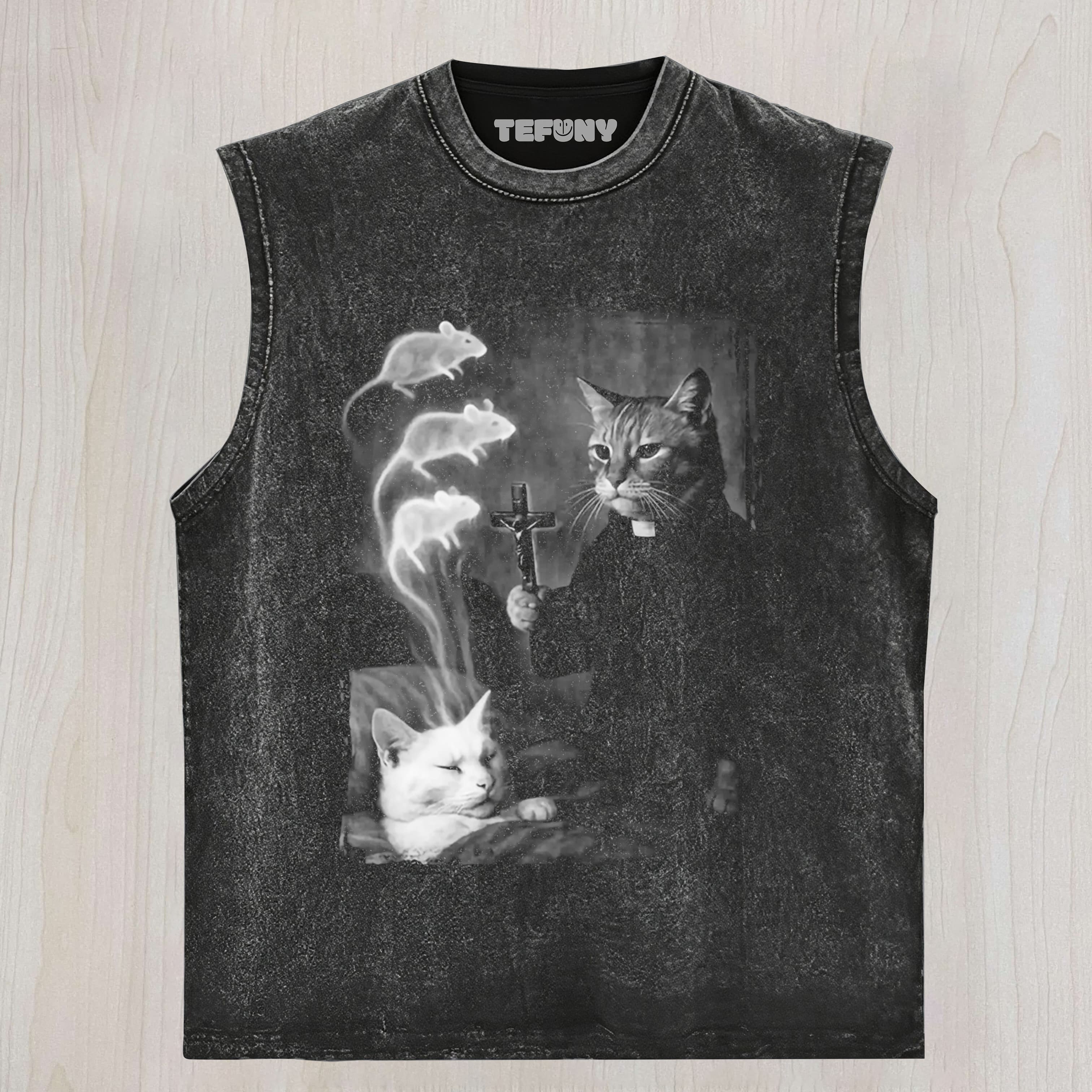 CAT PRIEST EXORCISM UNISEX TEE, TANK TOP, LAYERED LS, SWEATSHIRT & HOODIE