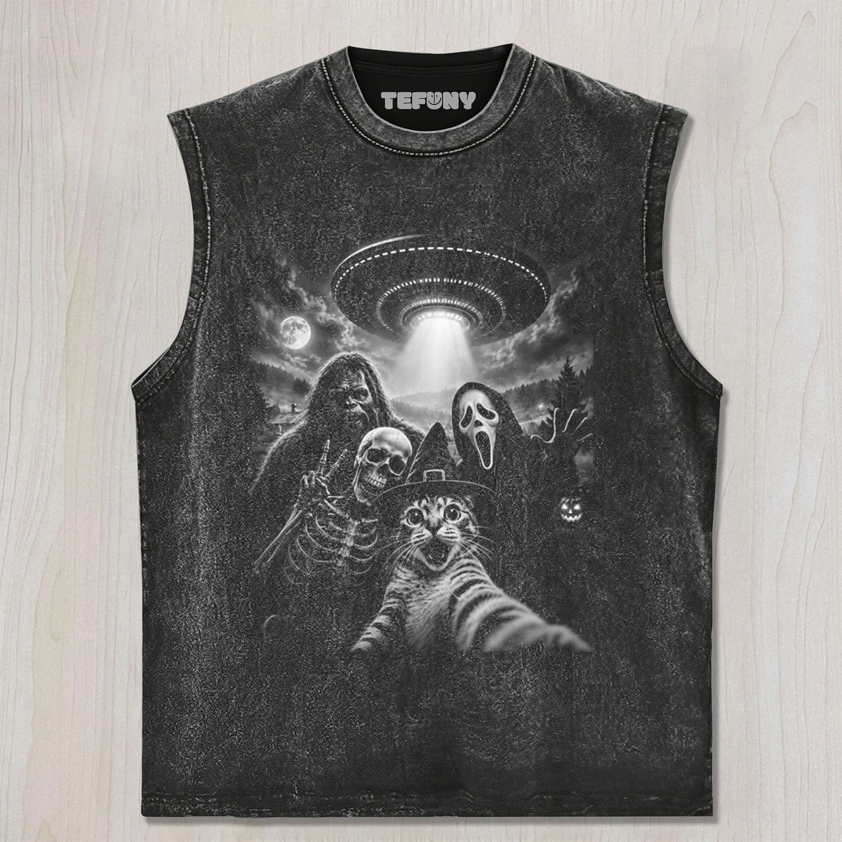 CAT SELFIE HALLOWEEN UNISEX TEE, TANK TOP, LAYERED LS, SWEATSHIRT & HOODIE