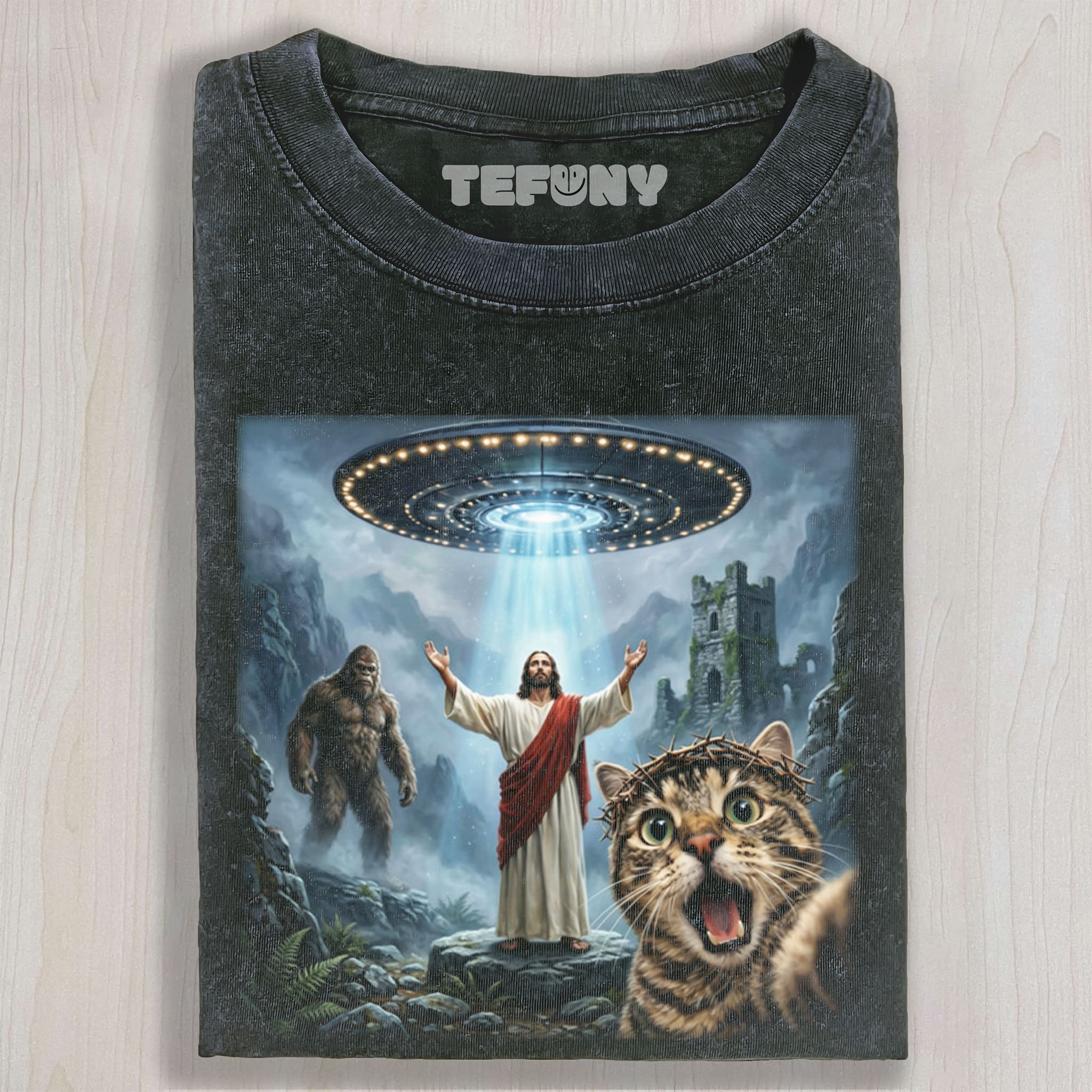 CAT SELFIE JESUS UNISEX TEE, TANK TOP, LAYERED LS, SWEATSHIRT & HOODIE