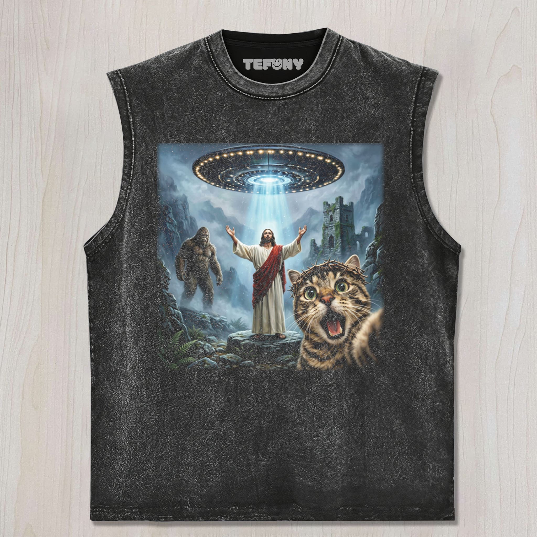 CAT SELFIE JESUS UNISEX TEE, TANK TOP, LAYERED LS, SWEATSHIRT & HOODIE