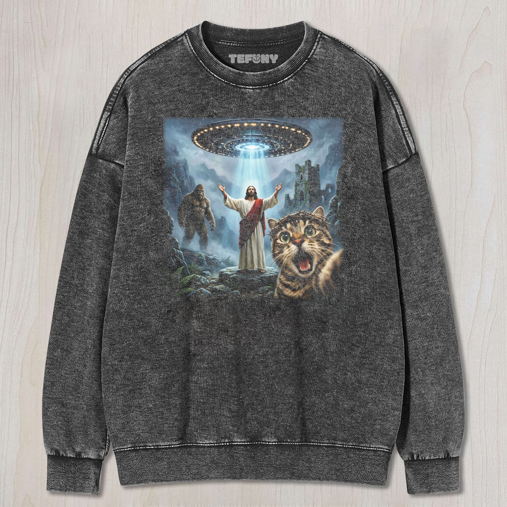 CAT SELFIE JESUS UNISEX TEE, TANK TOP, LAYERED LS, SWEATSHIRT & HOODIE
